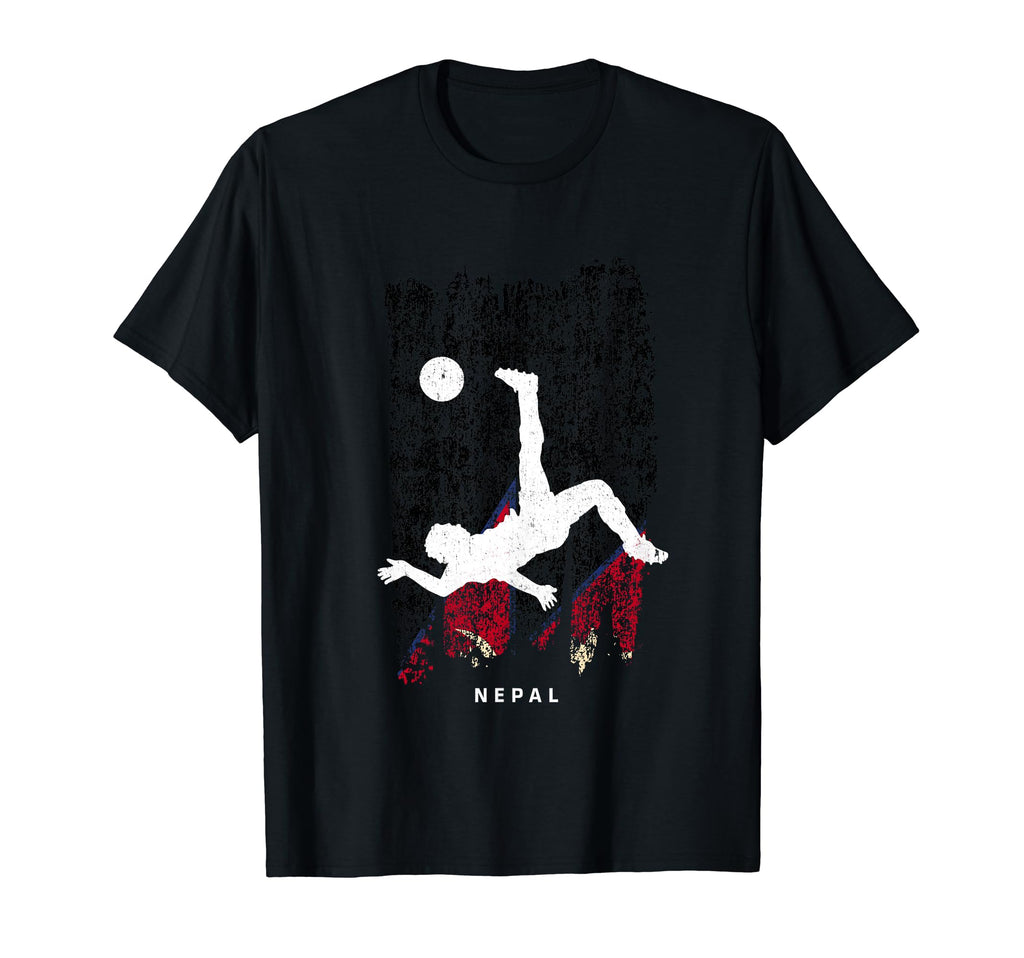 Nepal Flag Soccer Player Silhouette T-Shirt - Streetwear Style for Adults - T-Shirt, Sweatshirt, Hoodie