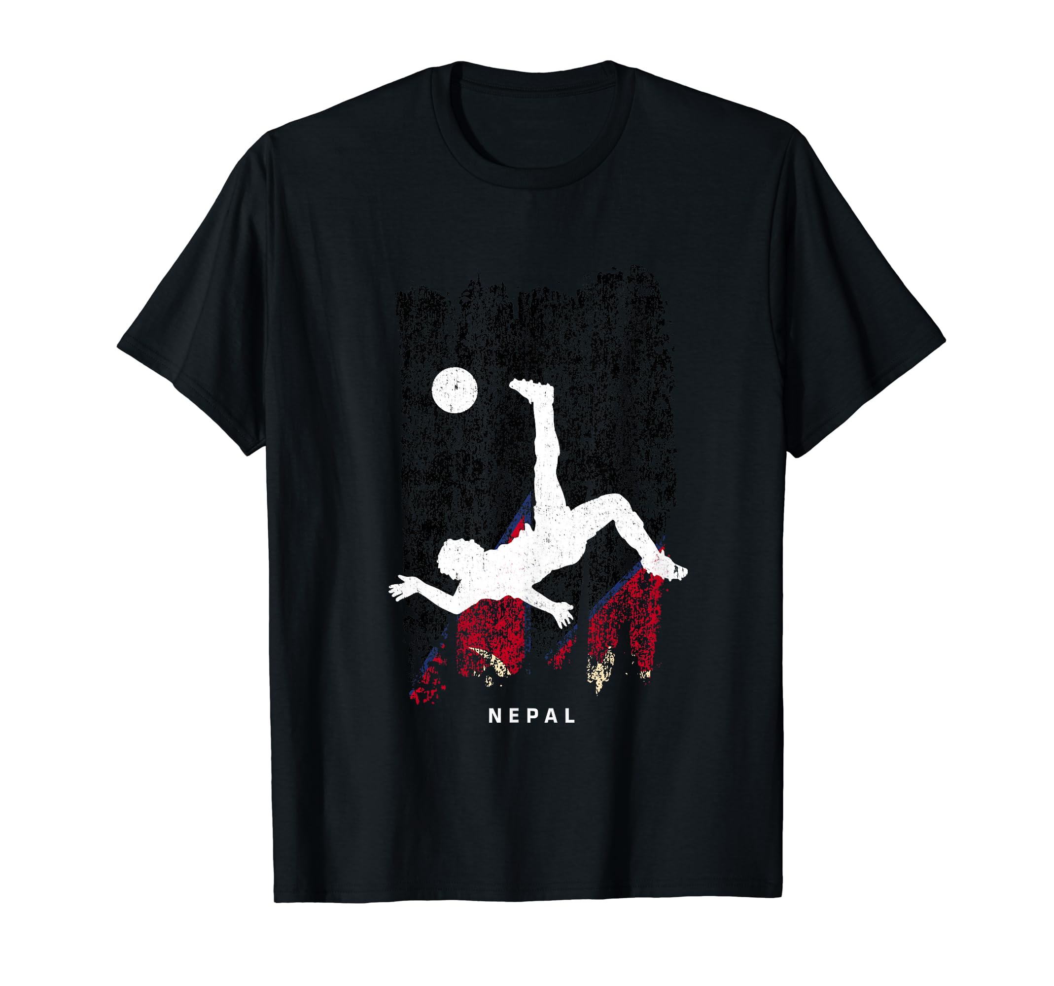 Nepal Flag Soccer Player Silhouette T-Shirt - Streetwear Style for Adults - T-Shirt, Sweatshirt, Hoodie