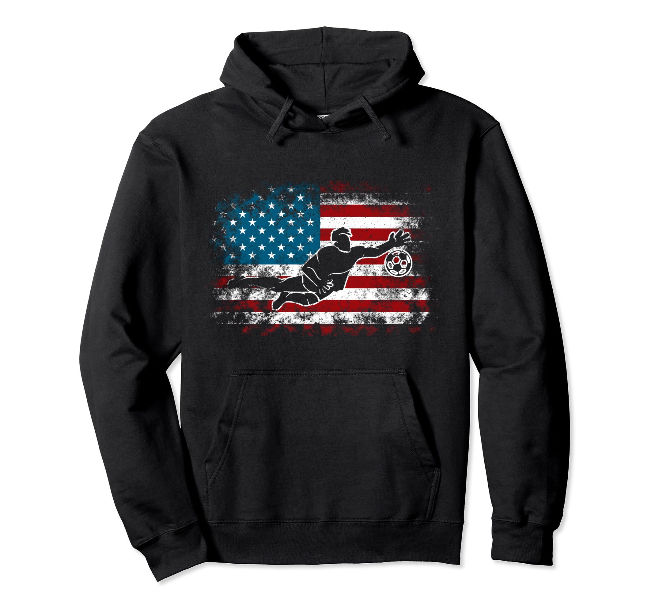 Soccer 4Th July American Flag Goalkeeper Hoodie - Novelty Apparel Unisex - T-Shirt, Sweatshirt, Hoodie