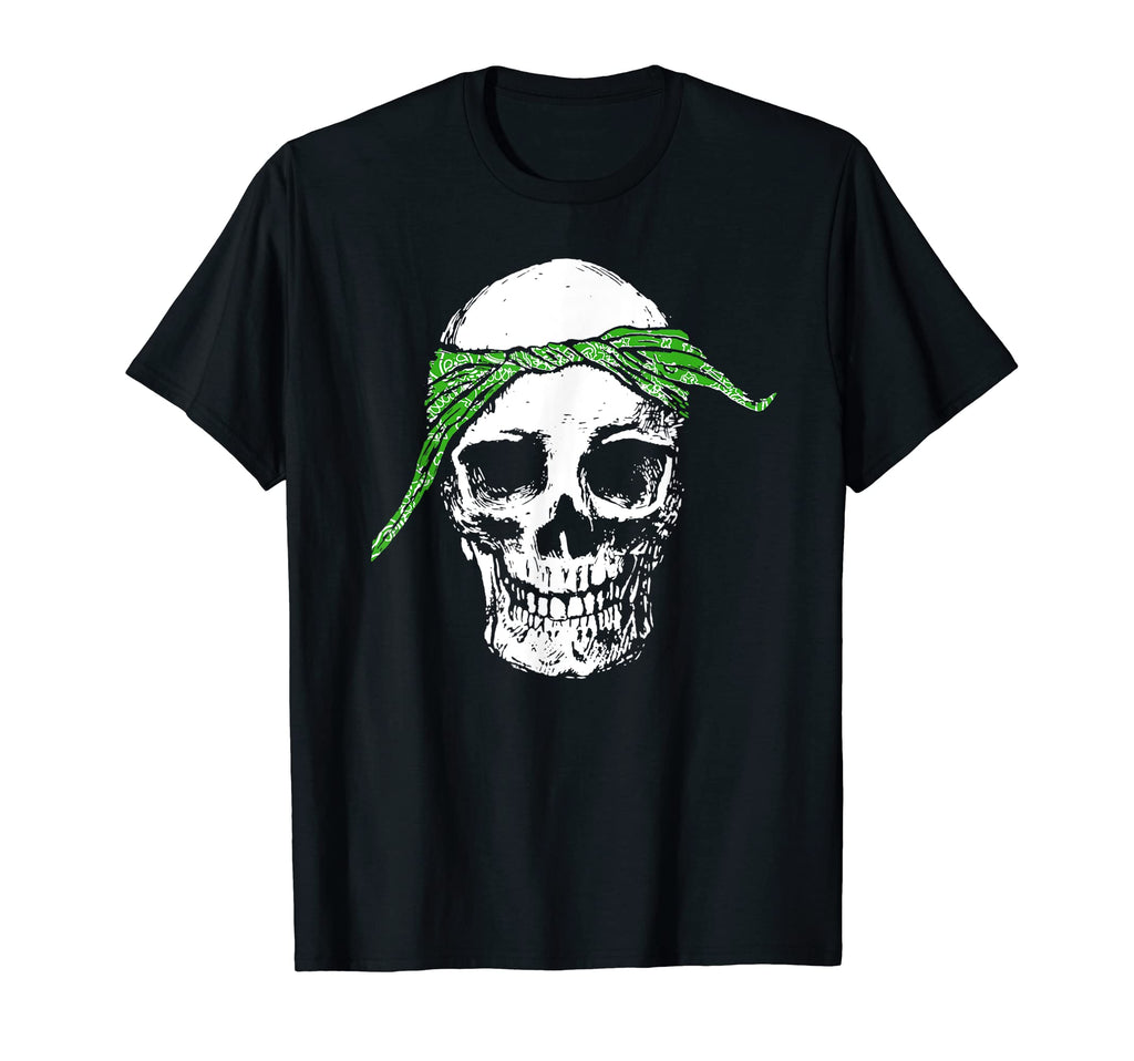 Hiphop Skull Green Do Rag Bandana Old T-Shirt - Novelty Apparel Unisex - T-Shirt, Sweatshirt, Hoodie
