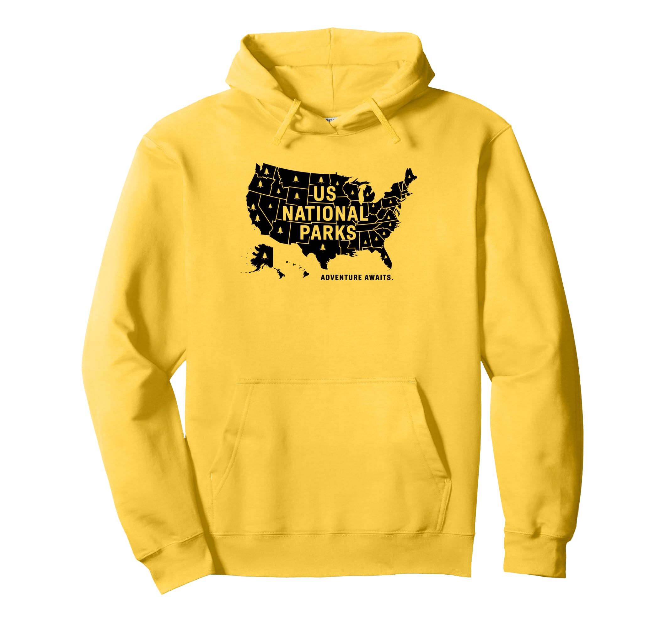 U S National Parks Map Adventure Awaits Hoodie - Novelty Apparel Men Women - T-Shirt, Sweatshirt, Hoodie