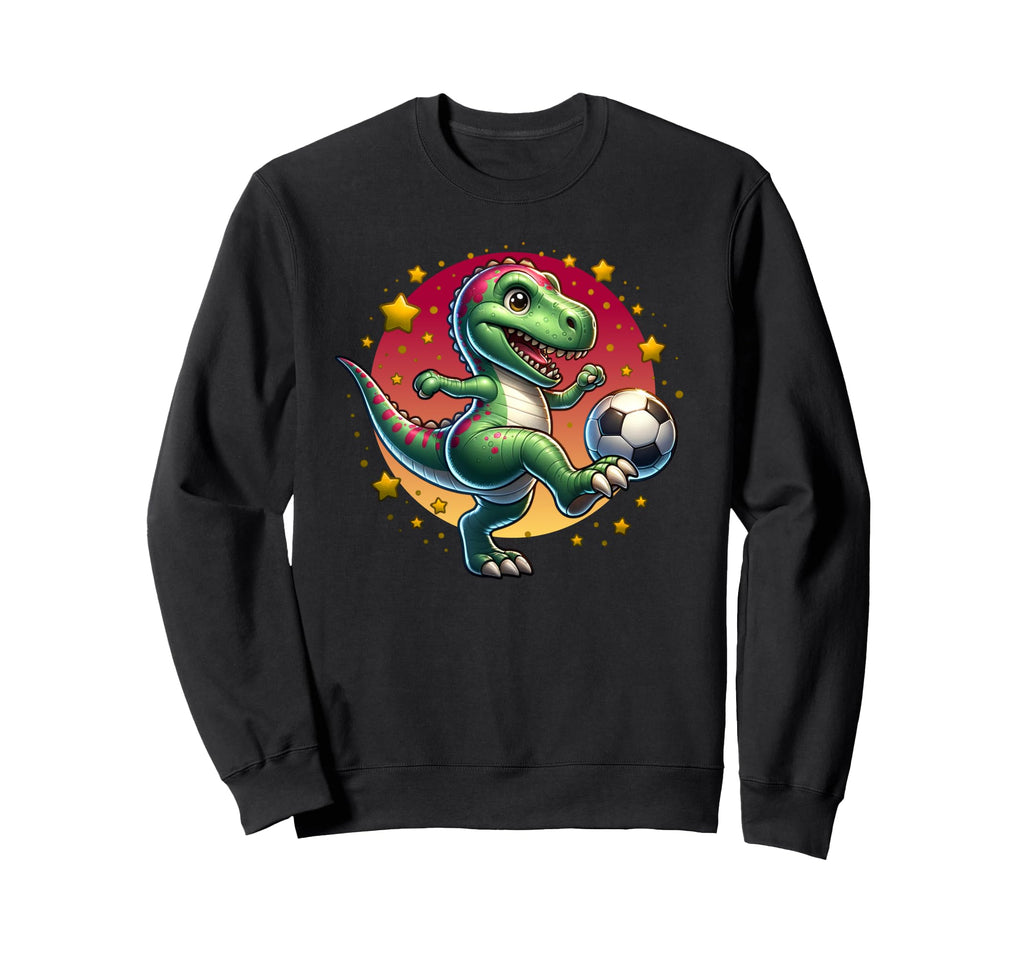 T Rex Dinosaur Kicking Soccer Sweatshirt - Fun Novelty Design Men Women - T-Shirt, Sweatshirt, Hoodie