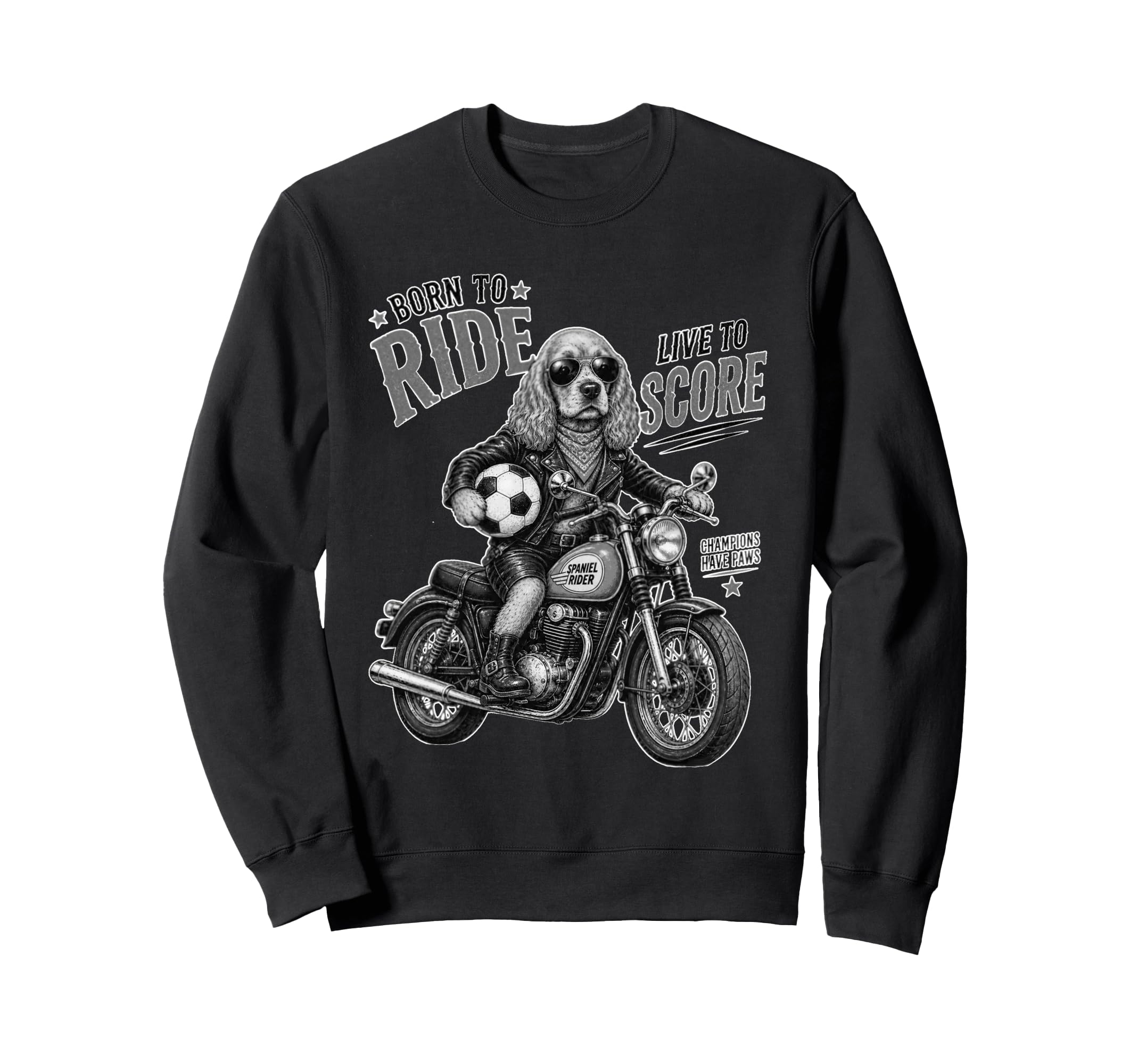 Cocker Spaniel Motorbike Love Sweatshirt - Fun Novelty Design Men Women - T-Shirt, Sweatshirt, Hoodie