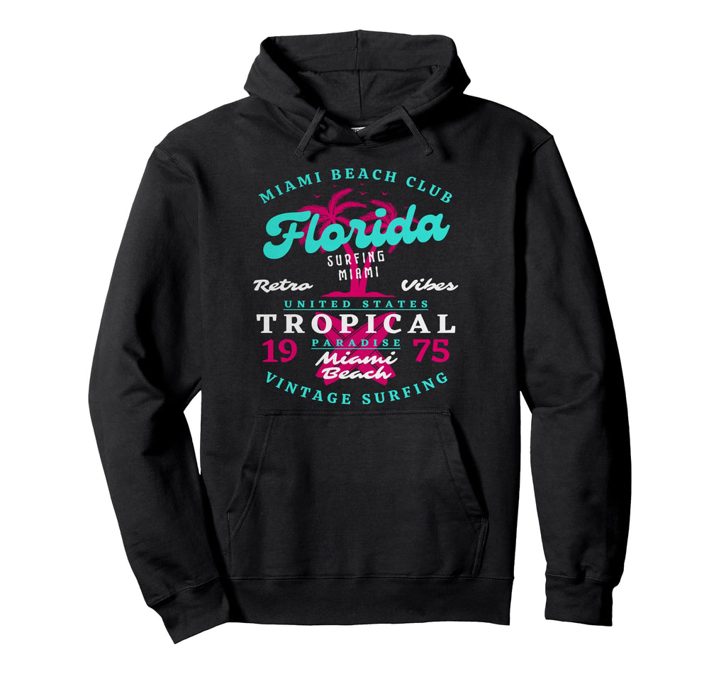 Miami Beach Club Surfing Florida Hoodie - Graphic Print Men Women - T-Shirt, Sweatshirt, Hoodie