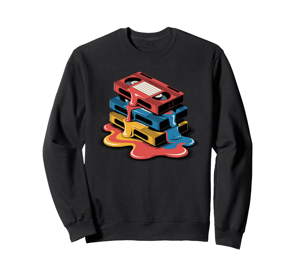 Melting Paint Art Cassette Player Sweatshirt - Unique Graphic for Adults - T-Shirt, Sweatshirt, Hoodie