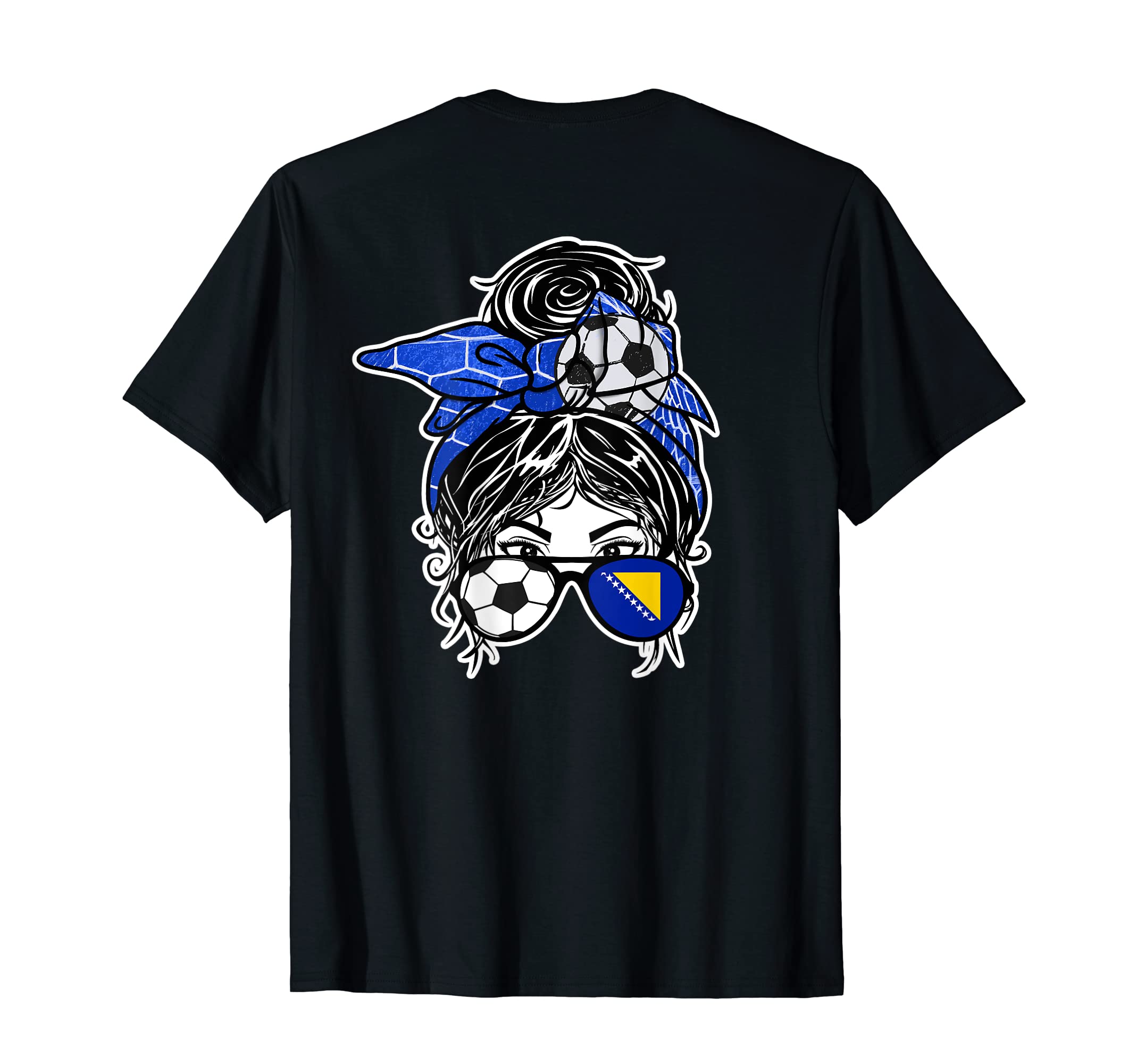 Messy Bun Hair Bosnian Soccer T-Shirt - Fun Novelty Design Men Women - T-Shirt, Sweatshirt, Hoodie