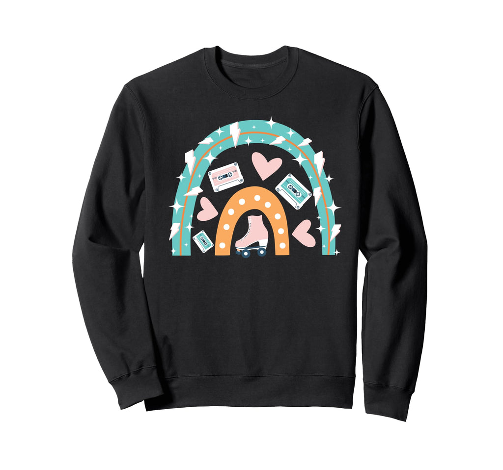 Roller Skating Skate Rainbow Heart Sweatshirt - Unique Graphic Unisex - T-Shirt, Sweatshirt, Hoodie