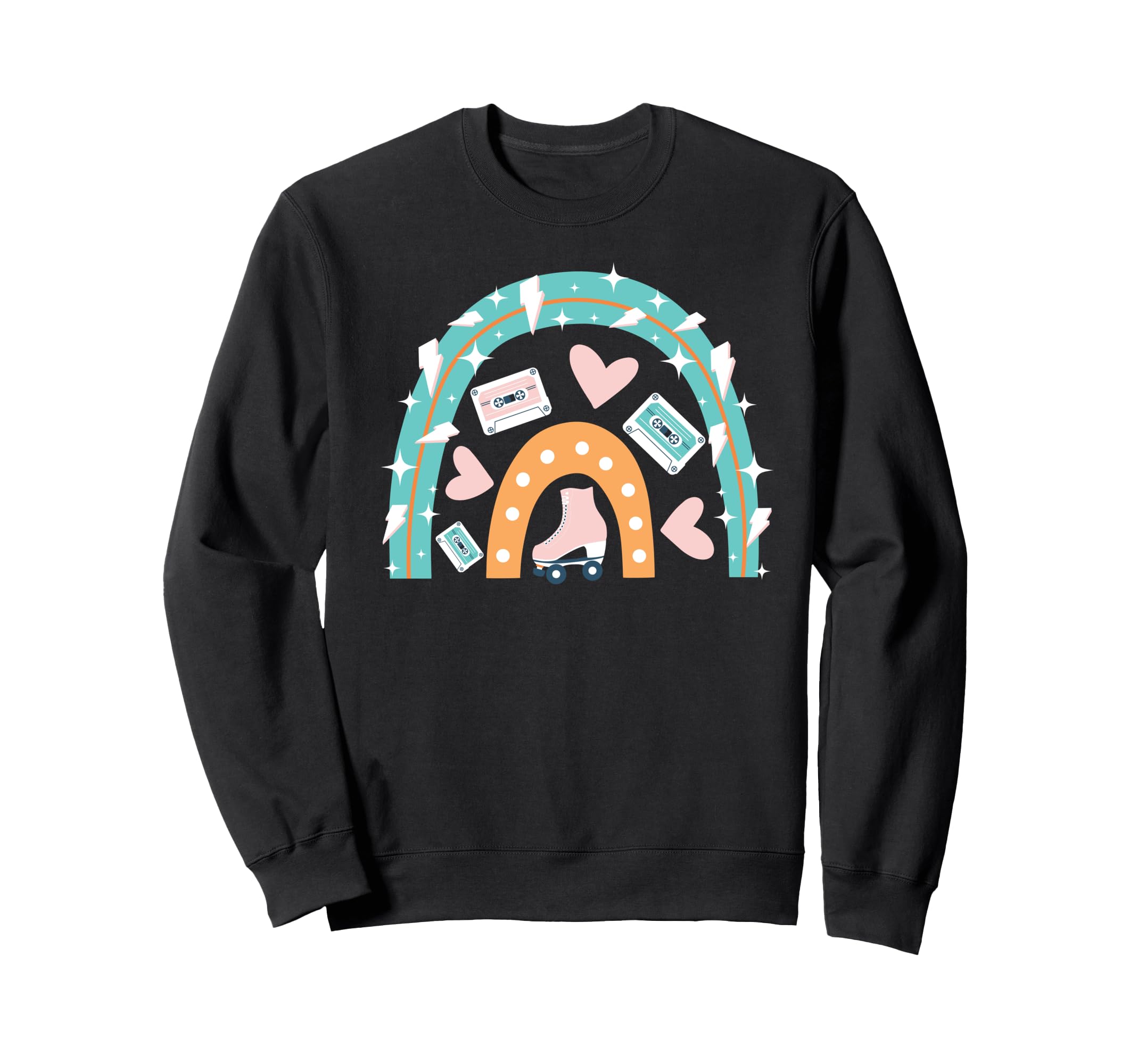 Roller Skating Skate Rainbow Heart Sweatshirt - Unique Graphic Unisex - T-Shirt, Sweatshirt, Hoodie