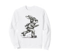 Roller Skating Bunny Rabbit Sporty Sweatshirt - Fun Novelty Design Unisex - T-Shirt, Sweatshirt, Hoodie