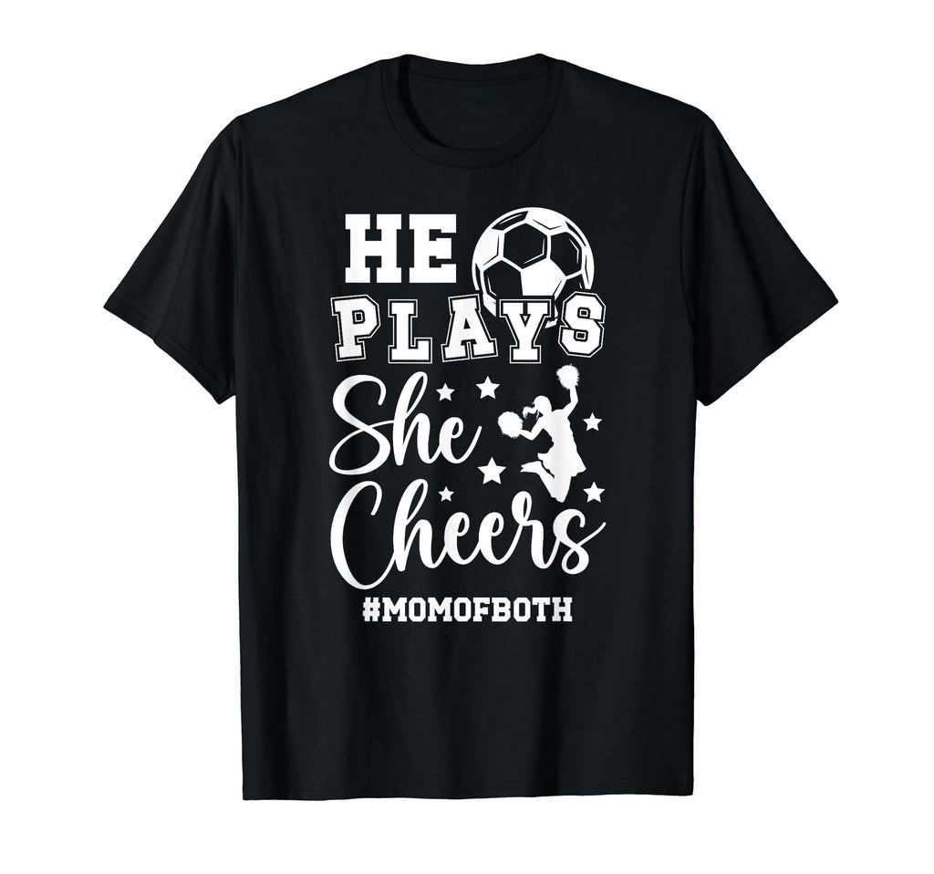 He Plays She Cheers Mom Both Cheer And T-Shirt - Unique Graphic for Adults - T-Shirt, Sweatshirt, Hoodie