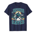 Christian Hockey Jesus Saves Goalie T-Shirt - Fun Novelty Design Men Women - T-Shirt, Sweatshirt, Hoodie