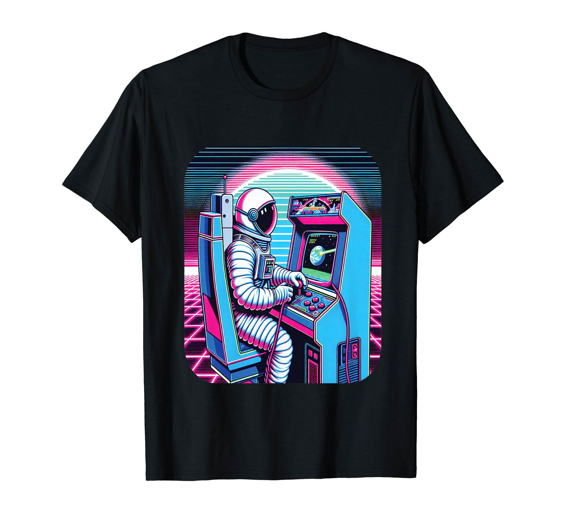Arcade Game Machine Astronaut Gaming T-Shirt - Custom Art Print Unisex - T-Shirt, Sweatshirt, Hoodie