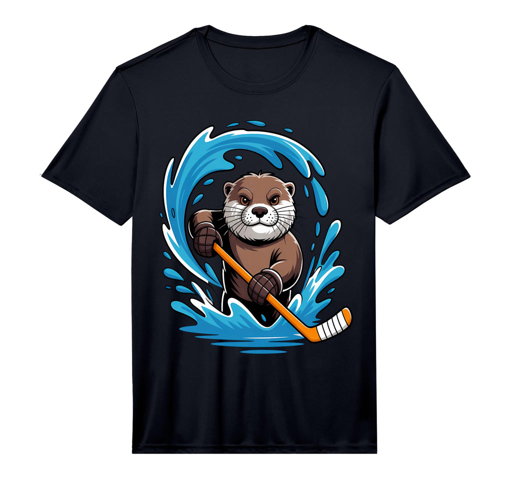 Otter Ice Hockey Player Stick T-Shirt - Unique Graphic for Adults - T-Shirt, Sweatshirt, Hoodie