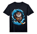 Otter Ice Hockey Player Stick T-Shirt - Unique Graphic for Adults - T-Shirt, Sweatshirt, Hoodie