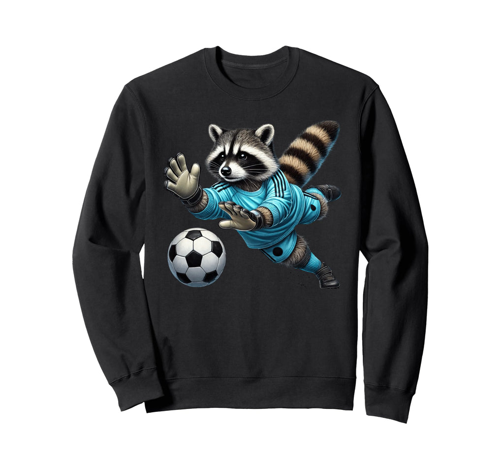 Raccoon Soccer Goalie Diving Save Sweatshirt - Aesthetic Graphic Unisex - T-Shirt, Sweatshirt, Hoodie