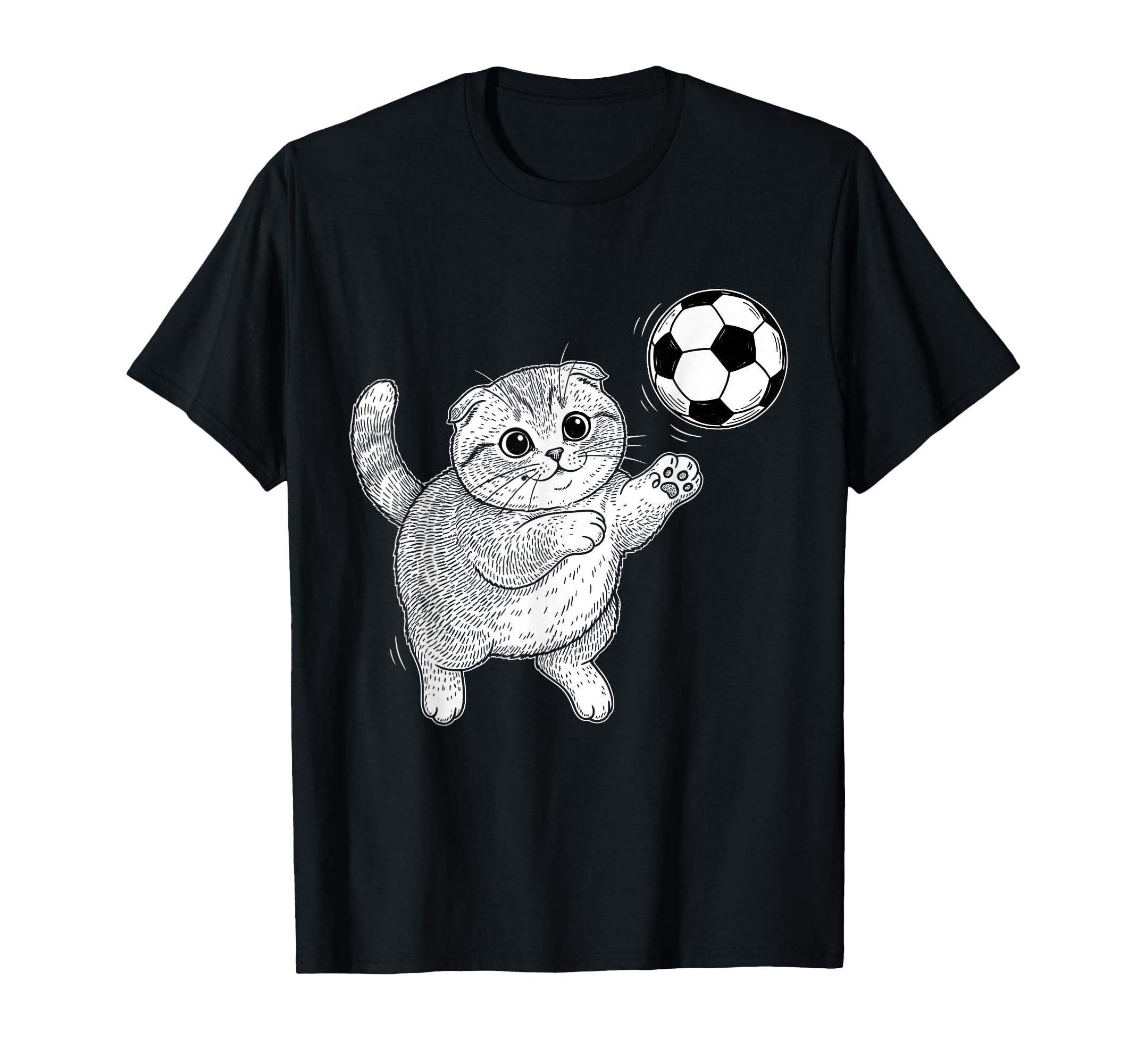 Soccer Kitten Playing Ball Funny Cat T-Shirt - Graphic Print Unisex - T-Shirt, Sweatshirt, Hoodie