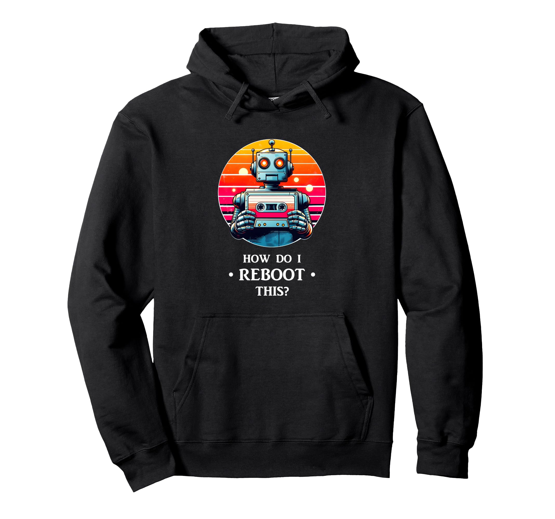 80S 90S Cassette Tape Robot Hoodie - Casual Everyday Wear Men Women - T-Shirt, Sweatshirt, Hoodie