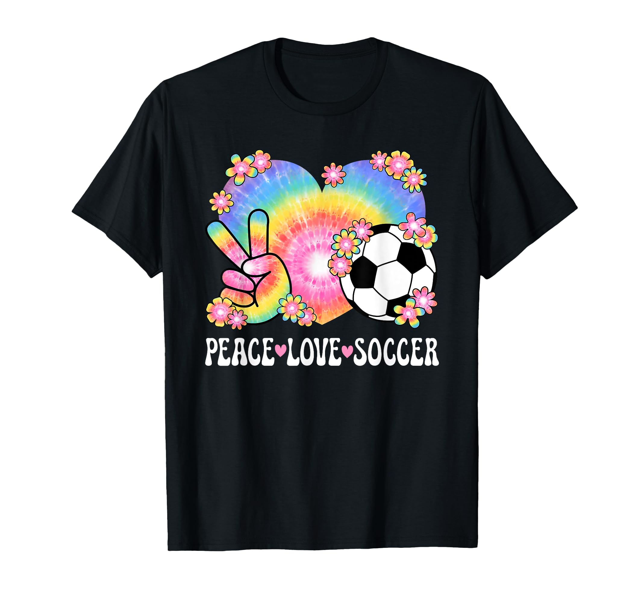 Peace Love Soccer Lover 60S 70S Hippie T-Shirt - Custom Art Print Unisex - T-Shirt, Sweatshirt, Hoodie