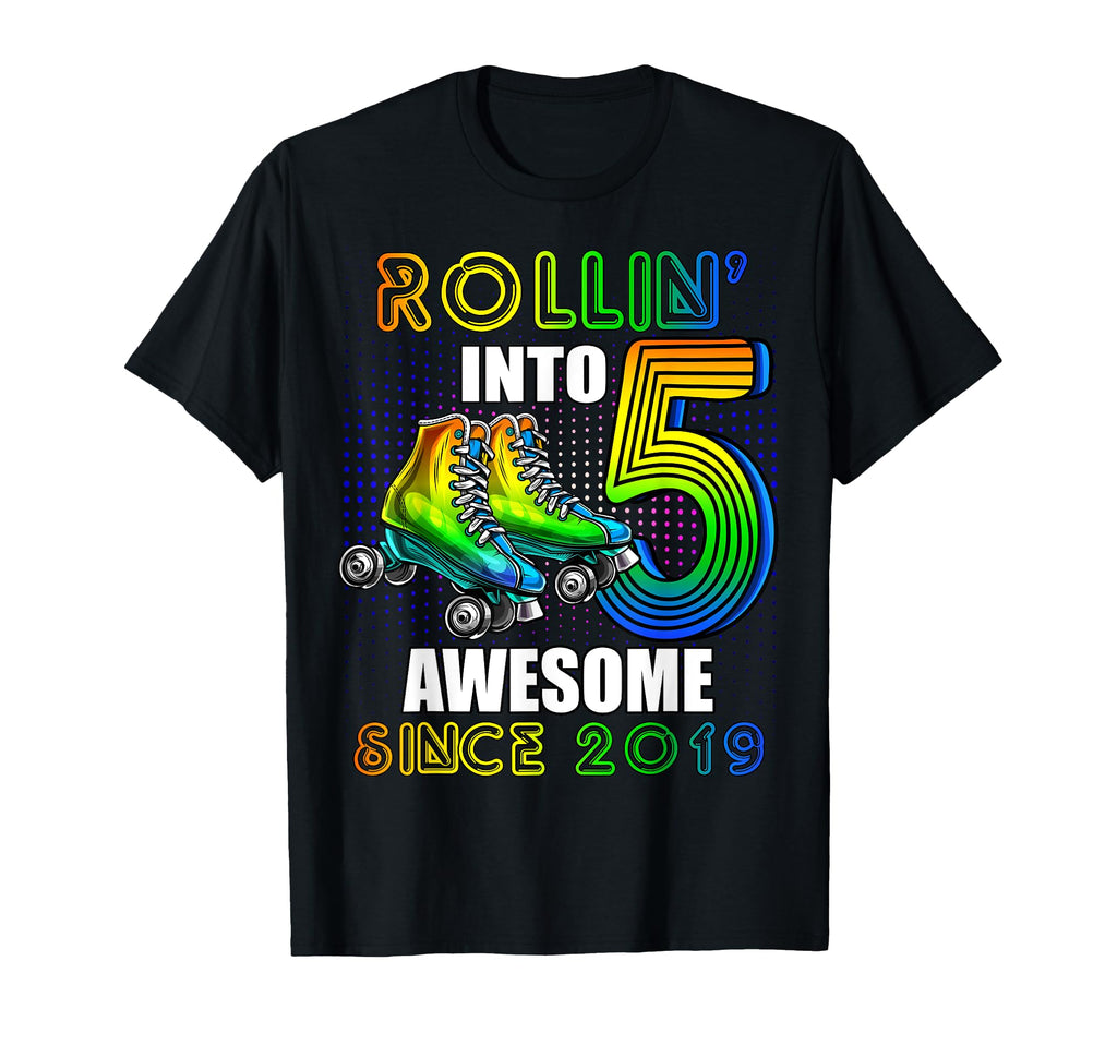 Roller Skating 5Th Birthday Rollin Into 5 T-Shirt - Trendy Graphic Unisex - T-Shirt, Sweatshirt, Hoodie