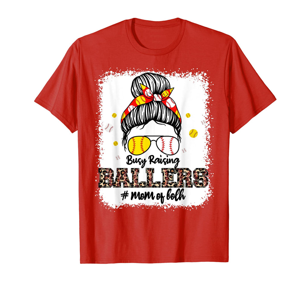Mom Both Baseball Softball Busy Raising T-Shirt - Custom Art Print Unisex - T-Shirt, Sweatshirt, Hoodie