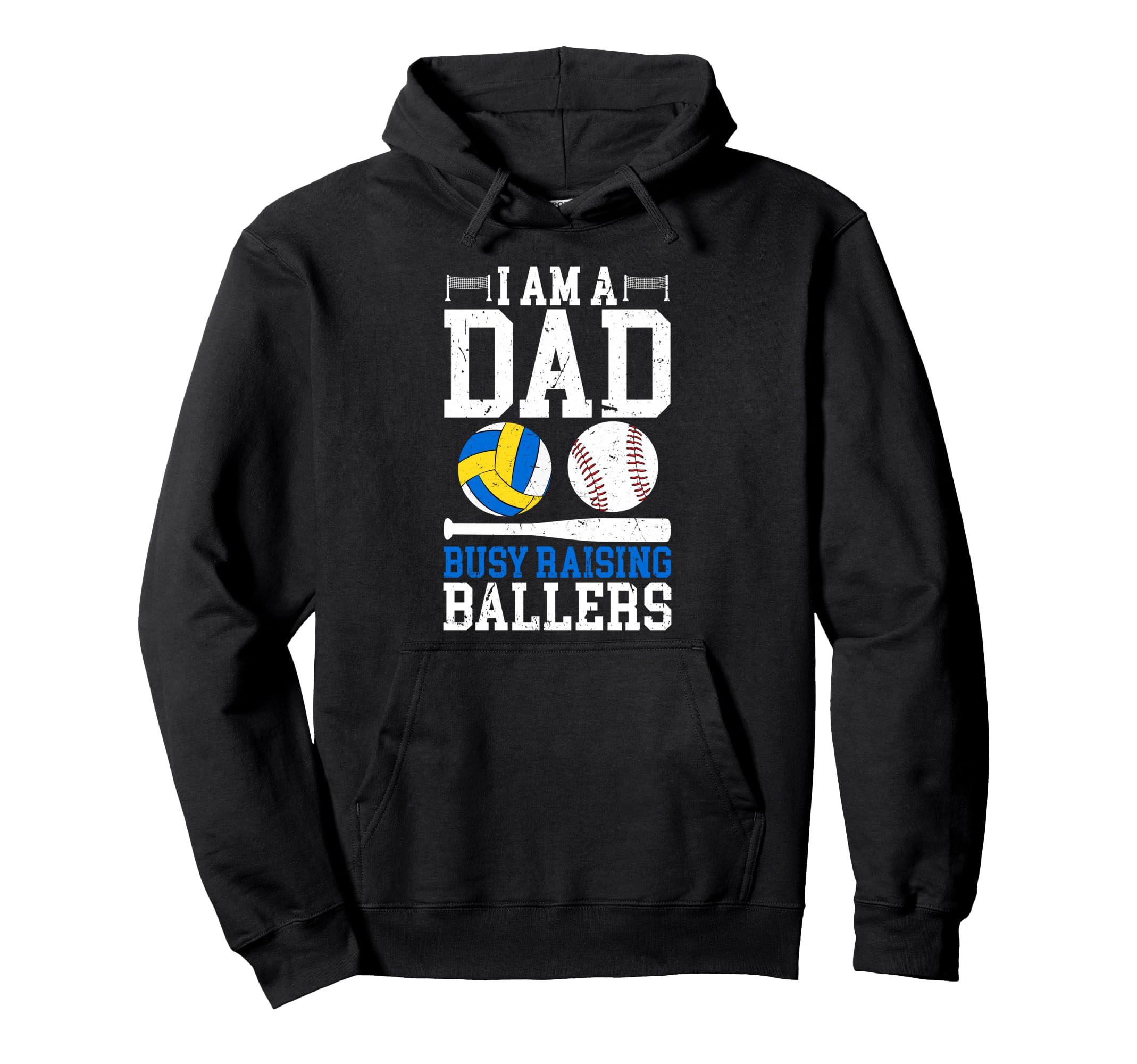 I Am Dad Busy Raising Ballers Baseball Hoodie - Novelty Apparel for Adults - T-Shirt, Sweatshirt, Hoodie
