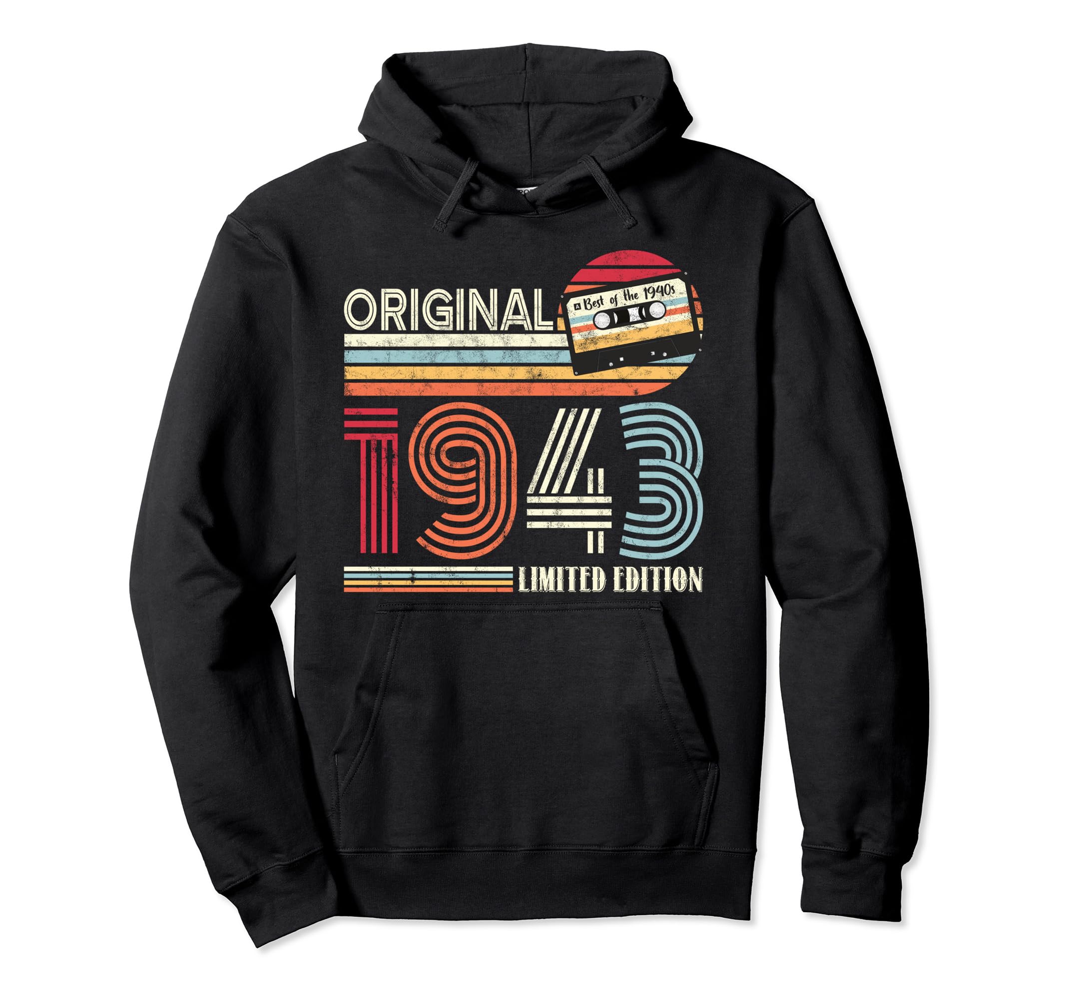 Original 1943 Birthday Guitar Musicians Hoodie - Minimalist Print Unisex - T-Shirt, Sweatshirt, Hoodie
