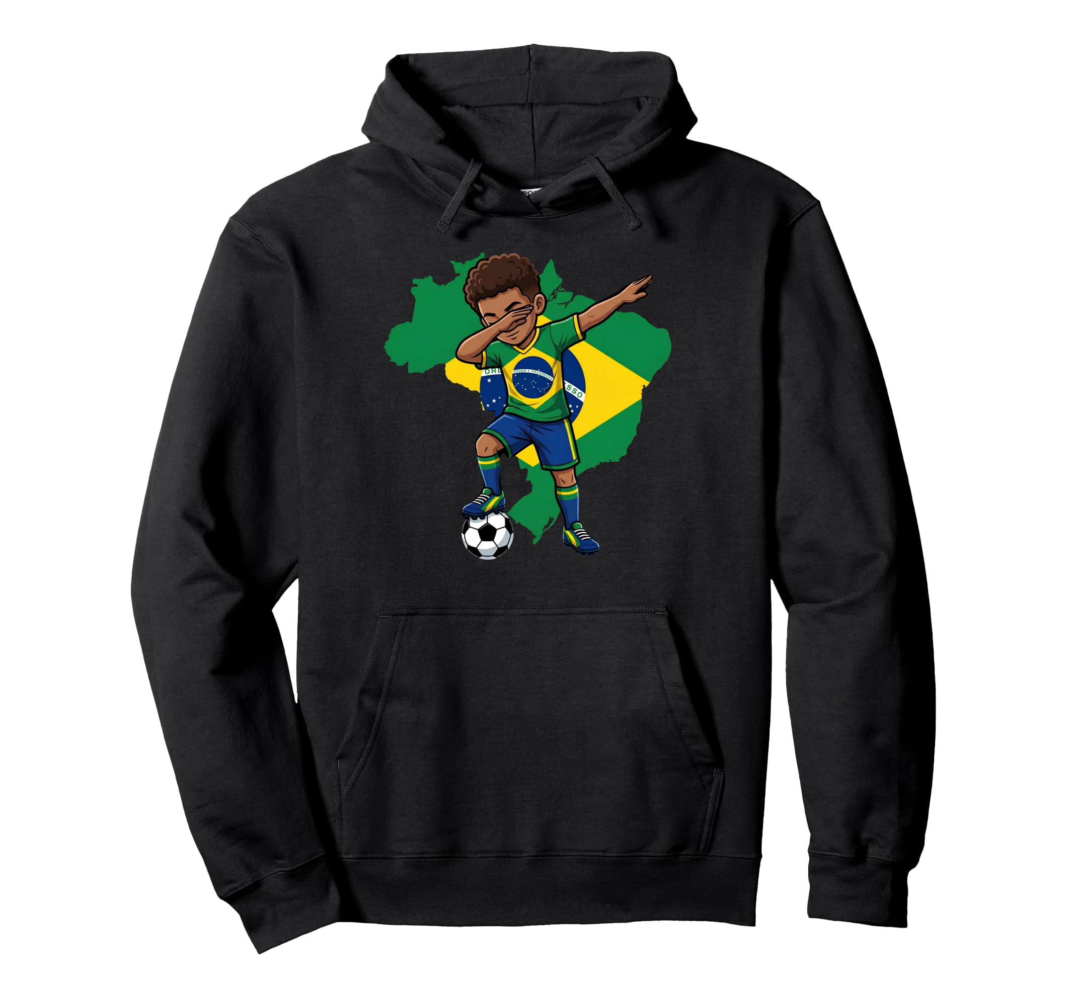 Brazil Soccer Dab Flag Football Hoodie - Graphic Print Men Women - T-Shirt, Sweatshirt, Hoodie