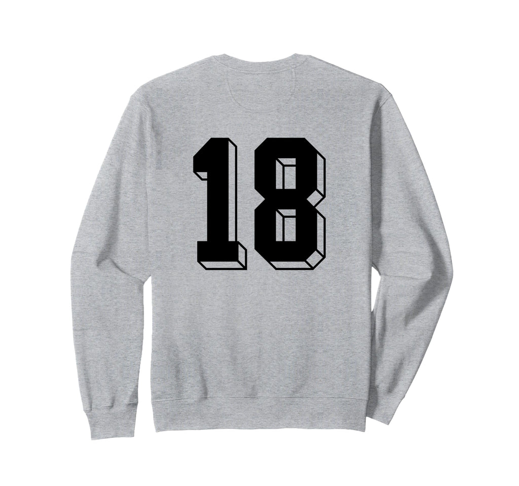 Number 18 Backside 80S 90S Team Sweatshirt - Fun Novelty Design Men Women - T-Shirt, Sweatshirt, Hoodie