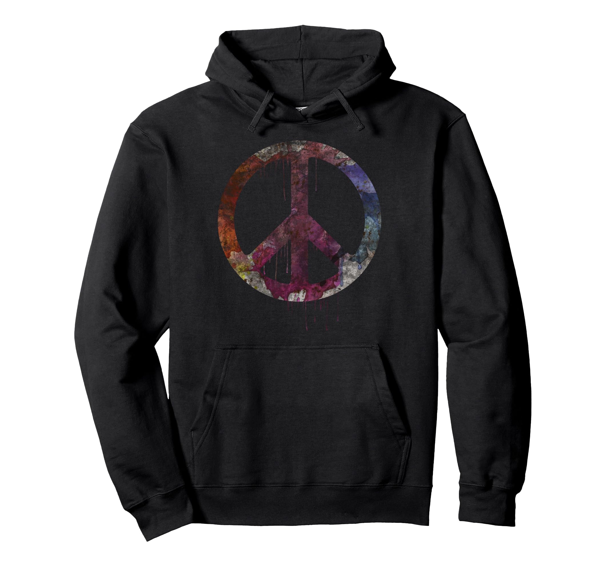 Rustic Watercolor Peace Sign Grungy Hoodie - Novelty Apparel Men Women - T-Shirt, Sweatshirt, Hoodie