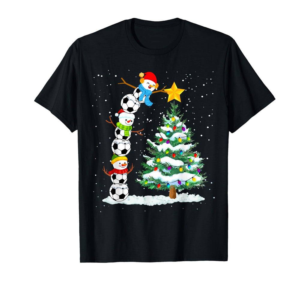 Funny Soccer Snowman Topper Tree Holiday T-Shirt - Graphic Print Men Women - T-Shirt, Sweatshirt, Hoodie