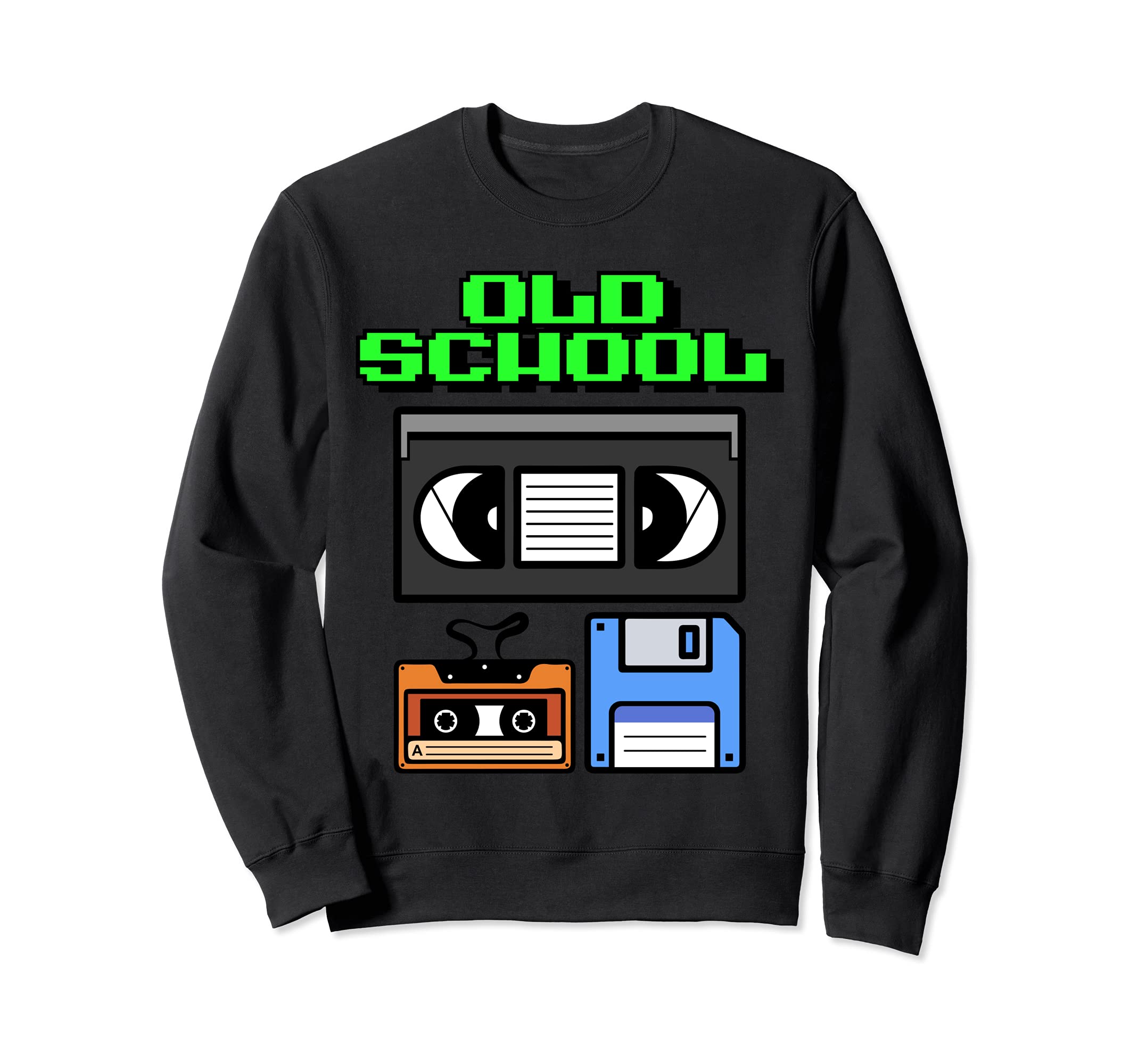 Old School Floppy Disk Vhs And Sweatshirt - Custom Art Print Unisex - T-Shirt, Sweatshirt, Hoodie