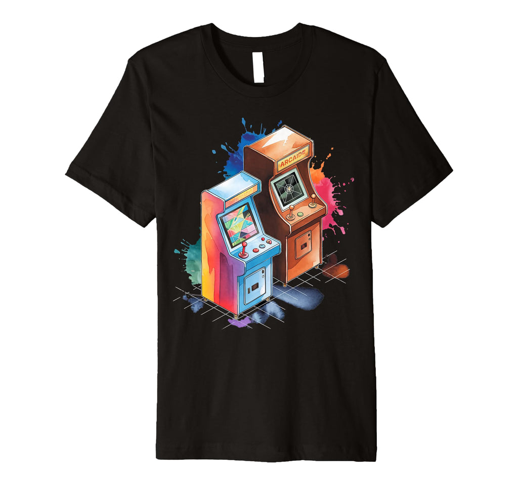 Arcade Watercolor Arcade Gamer Gaming T-Shirt - Custom Art Print Unisex - T-Shirt, Sweatshirt, Hoodie