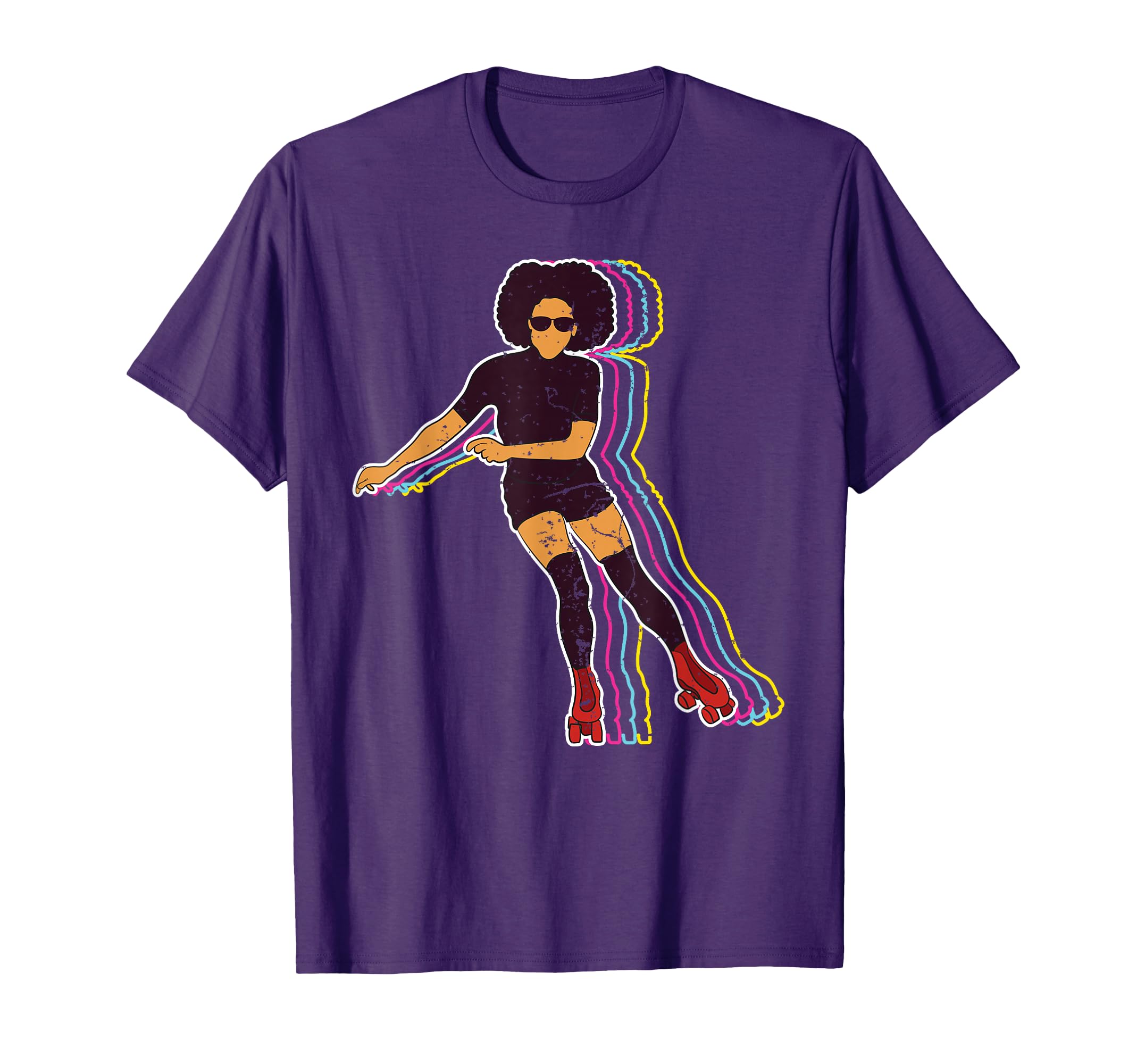 Womens Roller Skating Afro 70S 80S T-Shirt - Minimalist Print Unisex - T-Shirt, Sweatshirt, Hoodie