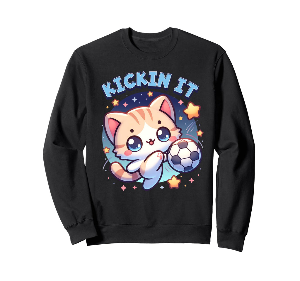 Kickin It Soccer Player Kitten Cat Sweatshirt - Custom Art Print Men Women - T-Shirt, Sweatshirt, Hoodie