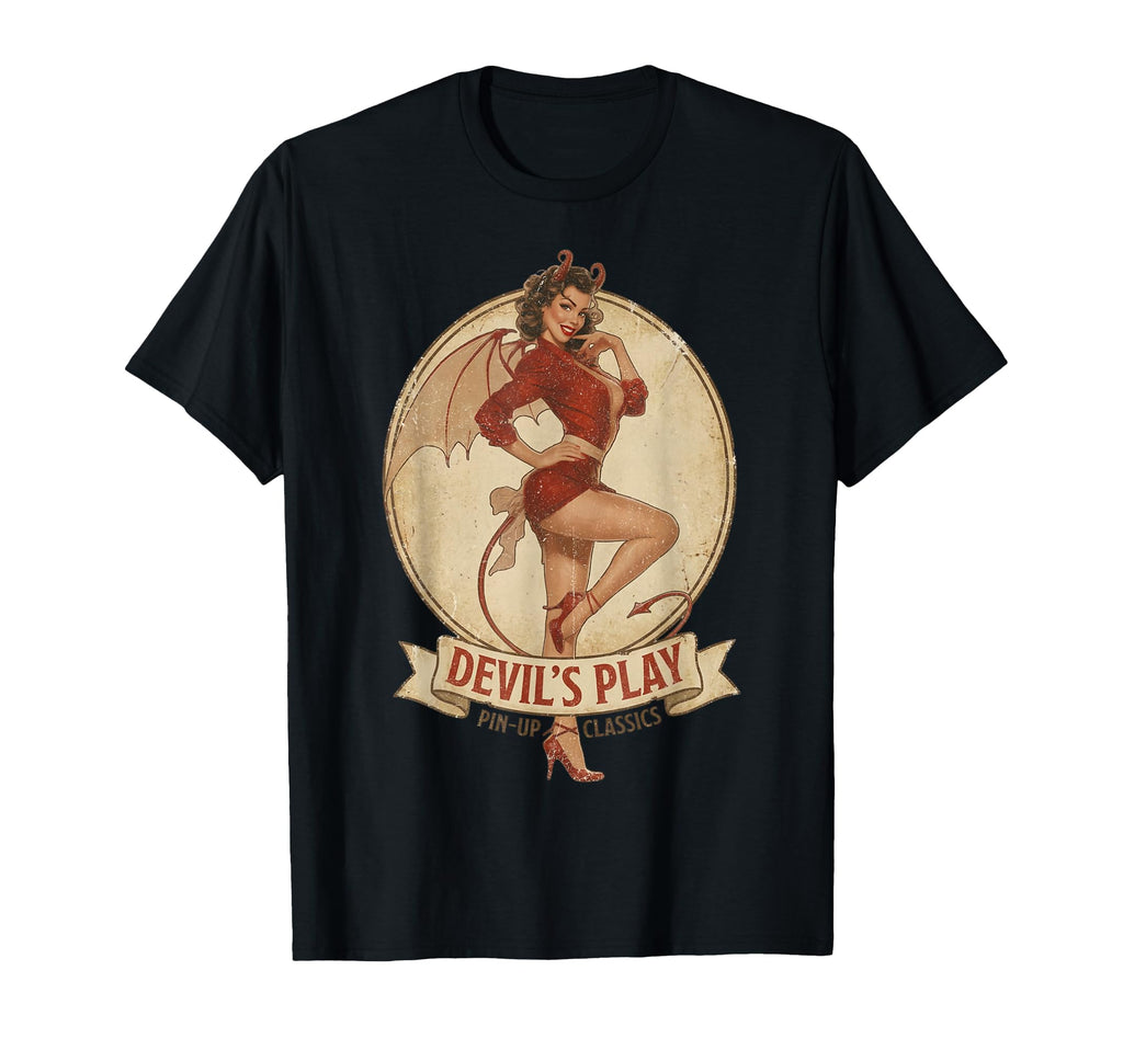 Pin Up Devil She Devil Demoness T-Shirt - Minimalist Print for Adults - T-Shirt, Sweatshirt, Hoodie