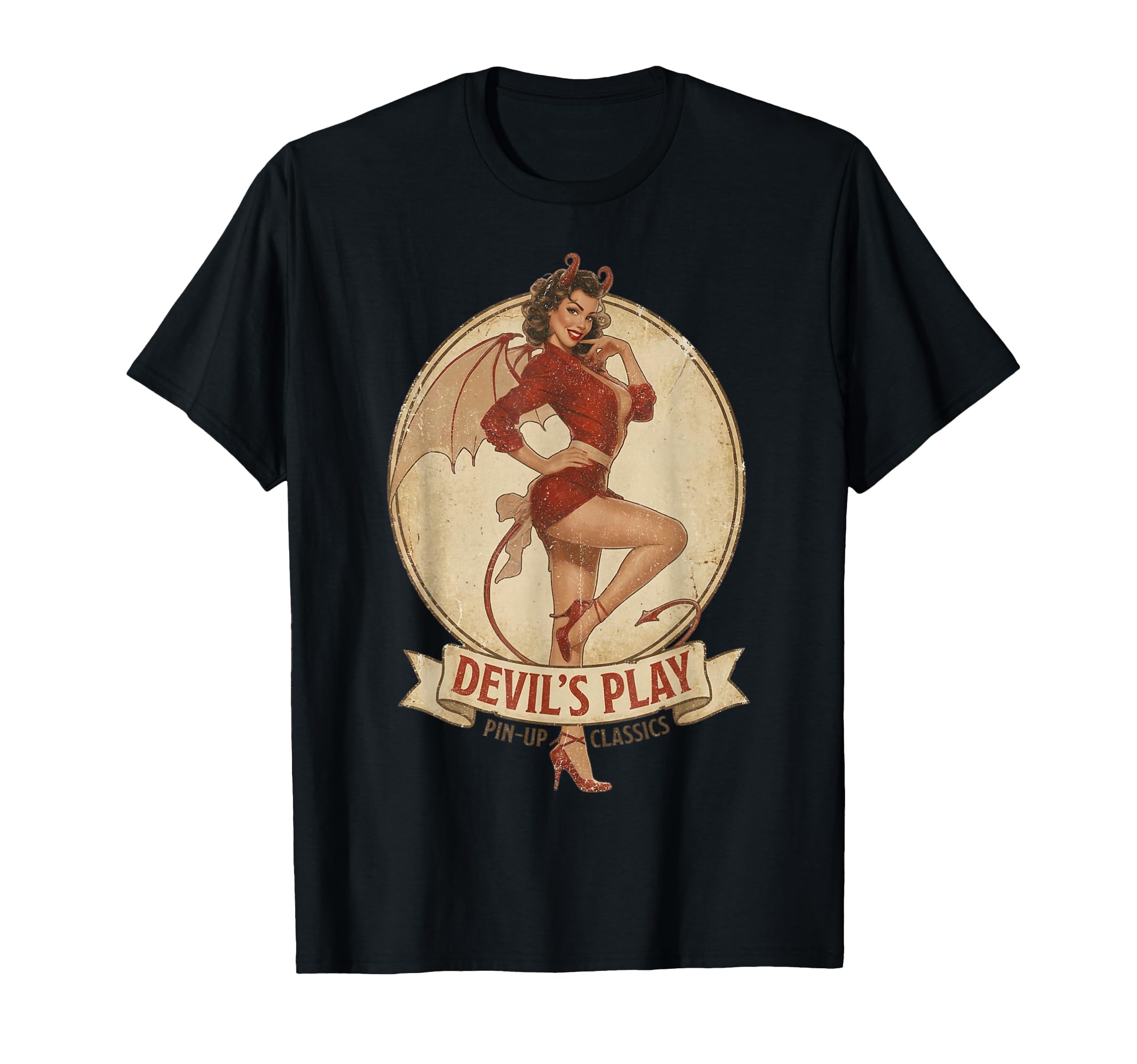 Pin Up Devil She Devil Demoness T-Shirt - Minimalist Print for Adults - T-Shirt, Sweatshirt, Hoodie
