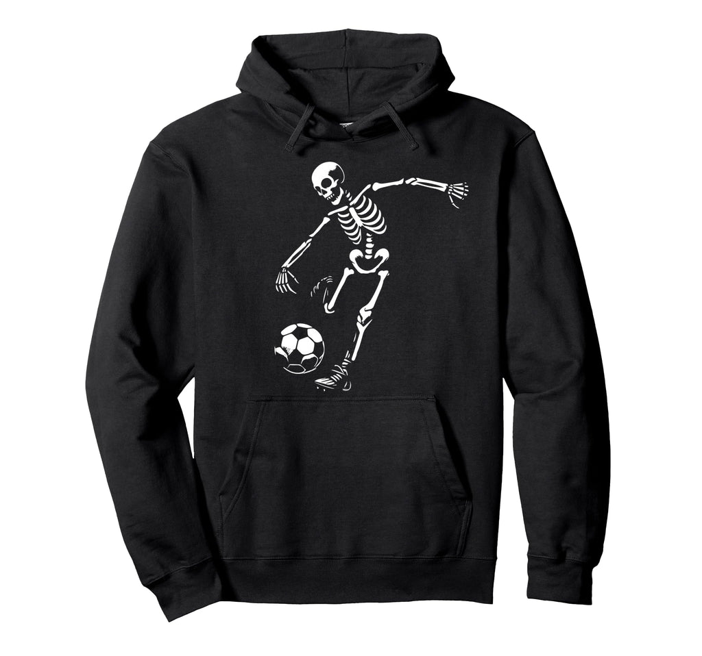 Funny Skeleton Playing Soccer Hoodie - Novelty Apparel for Adults - T-Shirt, Sweatshirt, Hoodie