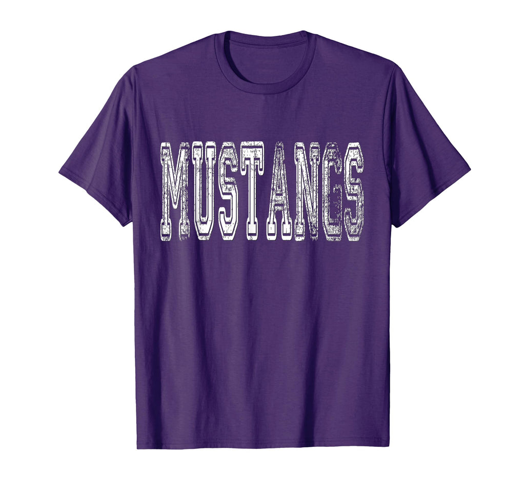 Mustangs Mascot Distressed School T-Shirt - Custom Art Print Men Women - T-Shirt, Sweatshirt, Hoodie