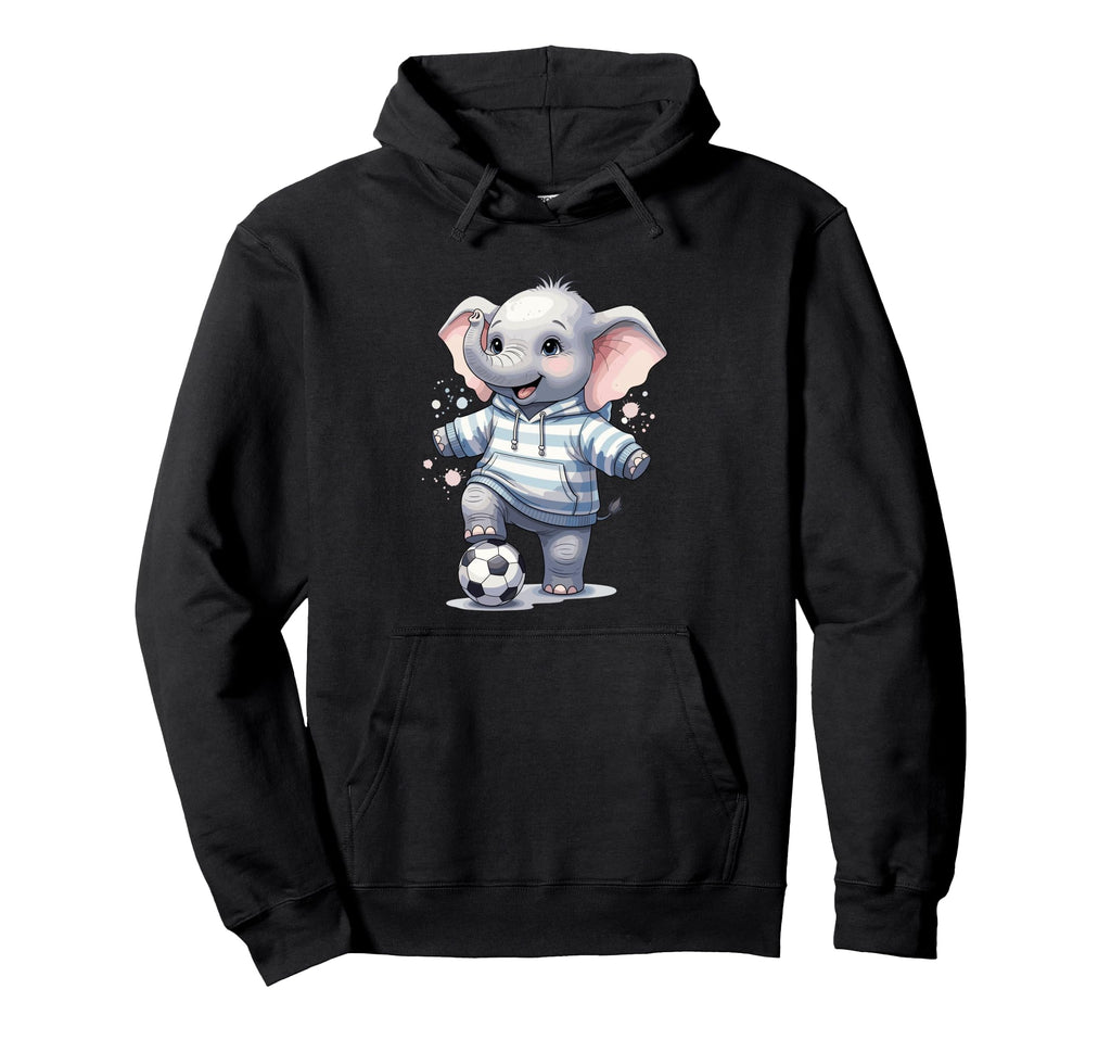 Elephant Soccer Player Striped Art Hoodie - Aesthetic Graphic for Adults - T-Shirt, Sweatshirt, Hoodie