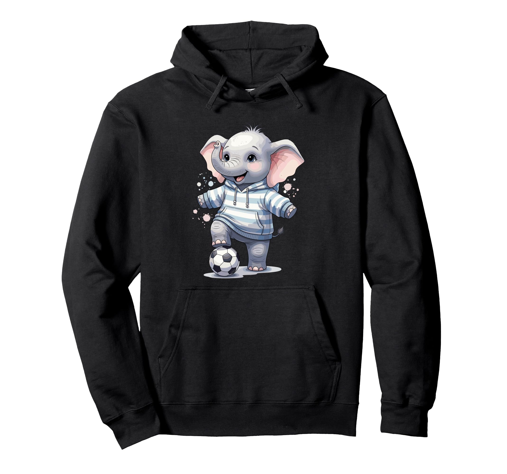 Elephant Soccer Player Striped Art Hoodie - Aesthetic Graphic for Adults - T-Shirt, Sweatshirt, Hoodie