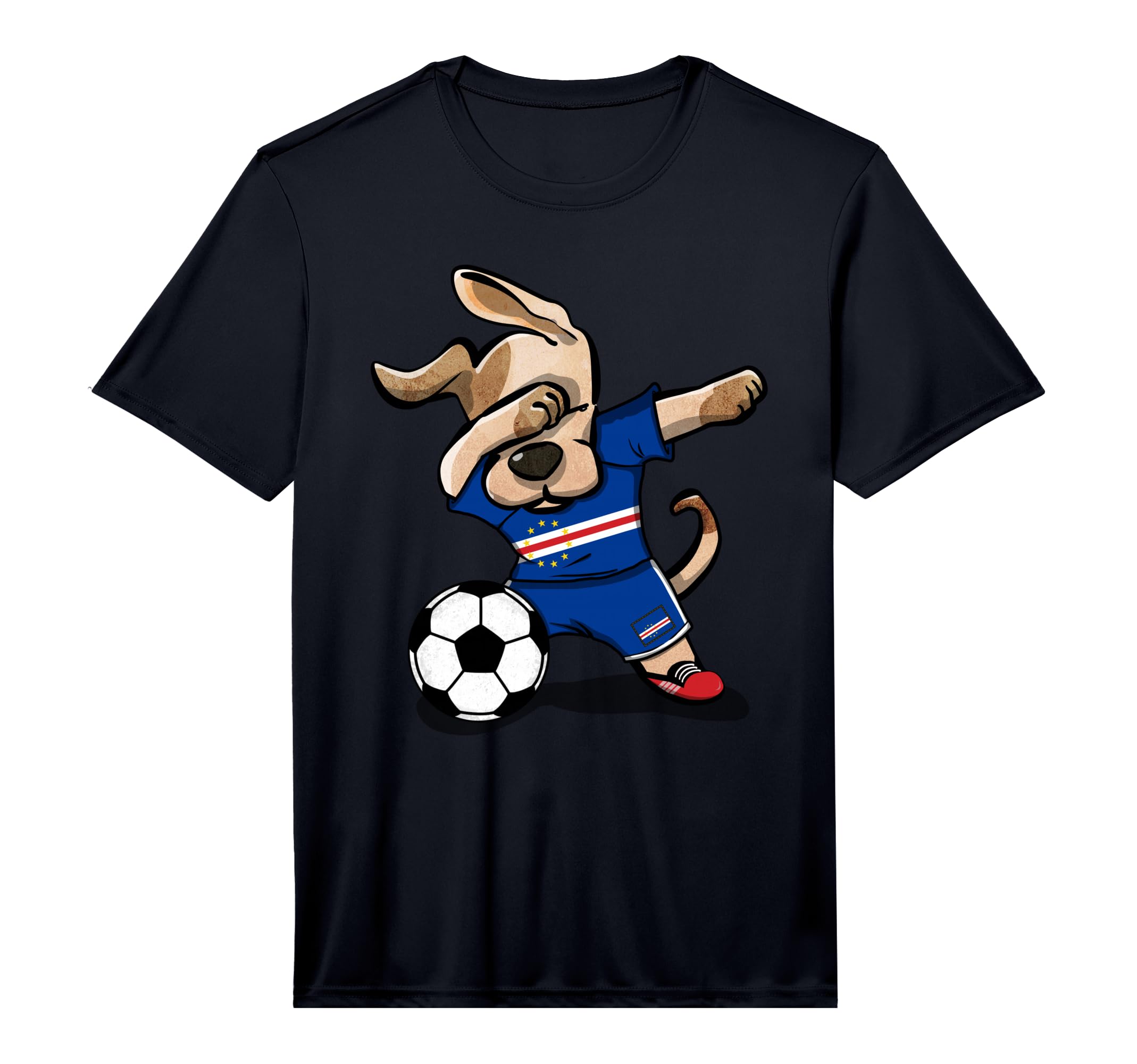 Dabbing Dog Cape Verde Soccer Fans T-Shirt - Graphic Print Men Women - T-Shirt, Sweatshirt, Hoodie