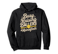 Busy Raising Ballers Mom Both Softball Hoodie - Novelty Apparel for Adults - T-Shirt, Sweatshirt, Hoodie