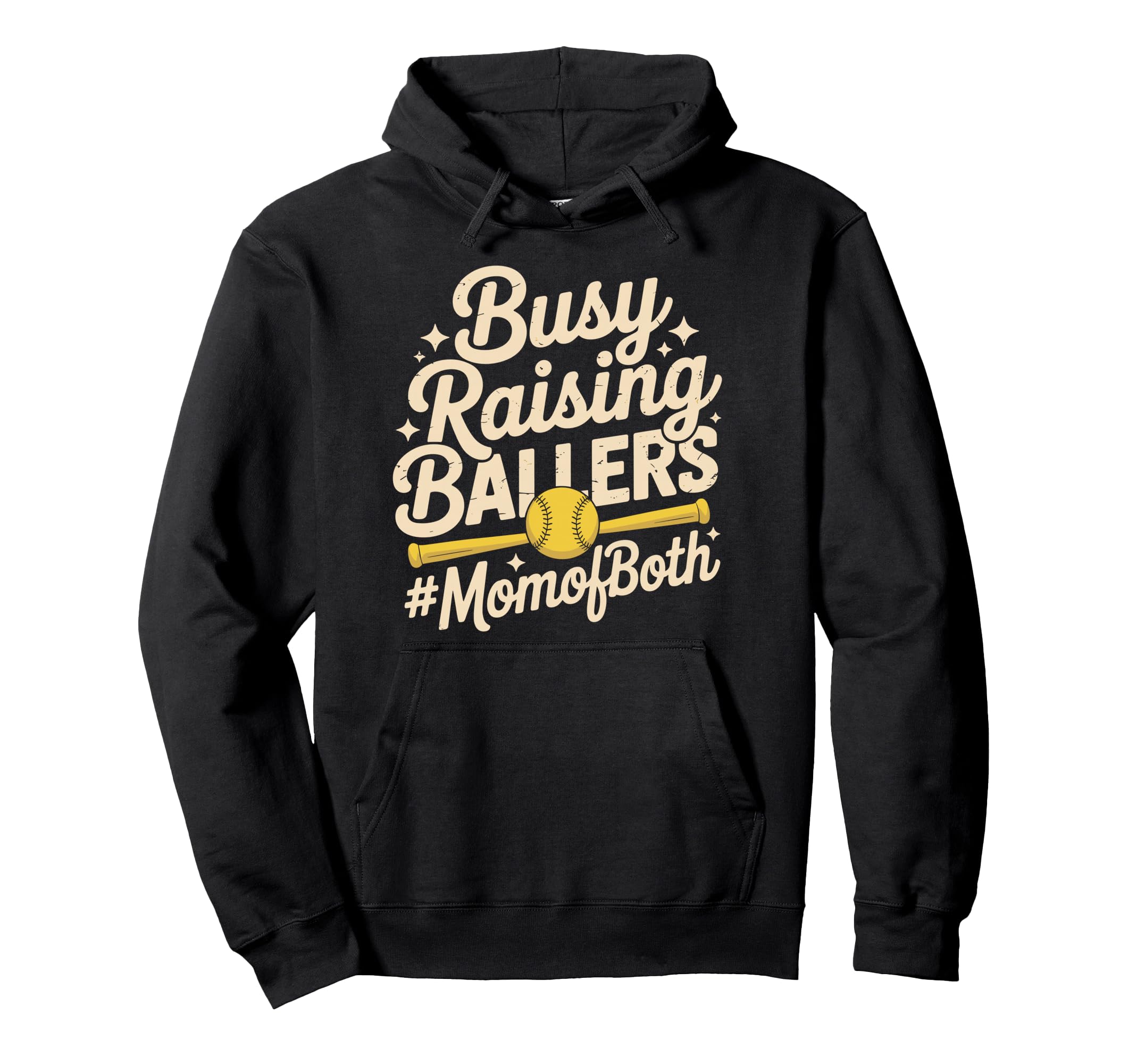 Busy Raising Ballers Mom Both Softball Hoodie - Novelty Apparel for Adults - T-Shirt, Sweatshirt, Hoodie