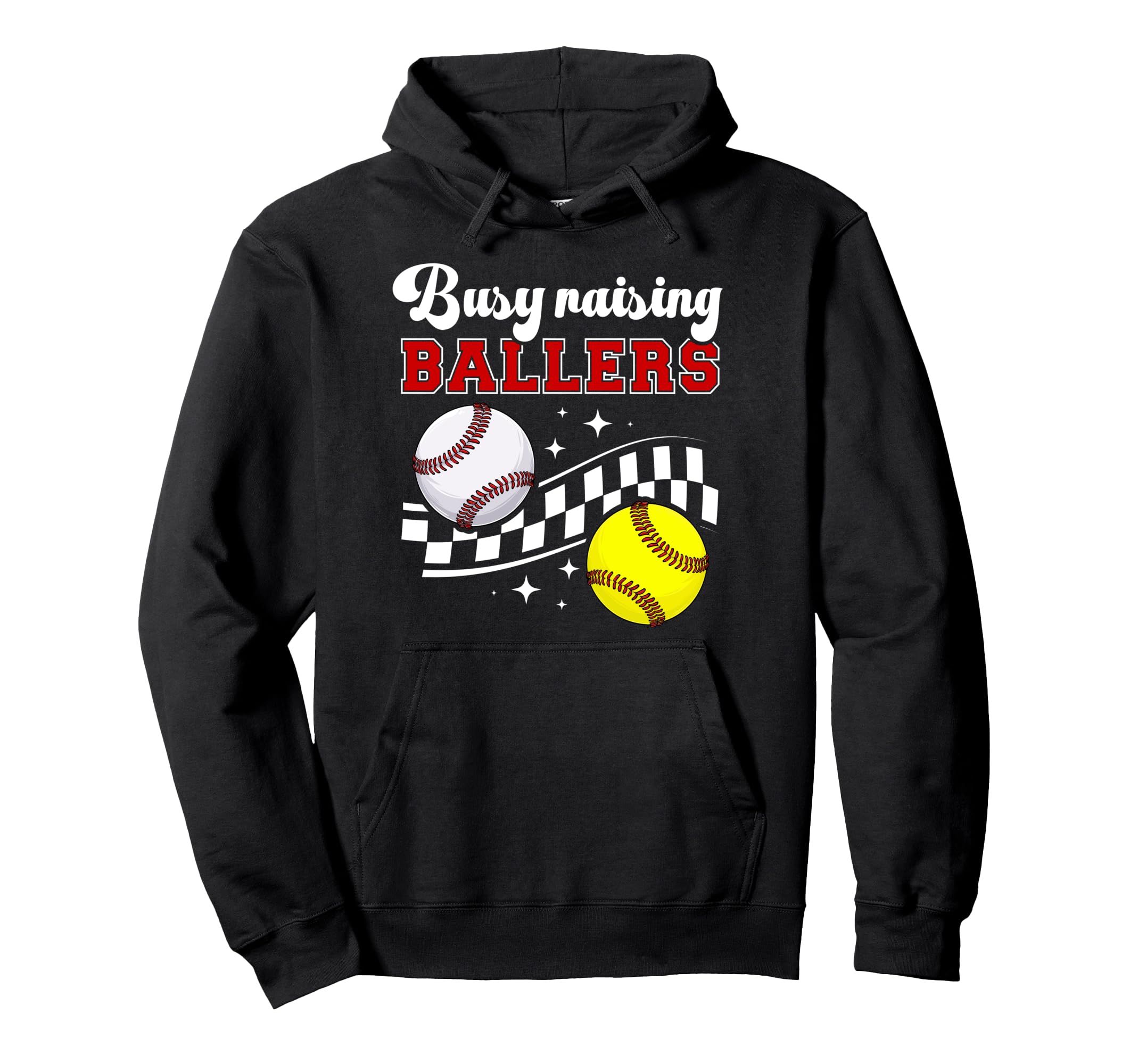 Busy Raising Ballers Baseball Softball Mom Hoodie - Trendy Graphic Unisex - T-Shirt, Sweatshirt, Hoodie