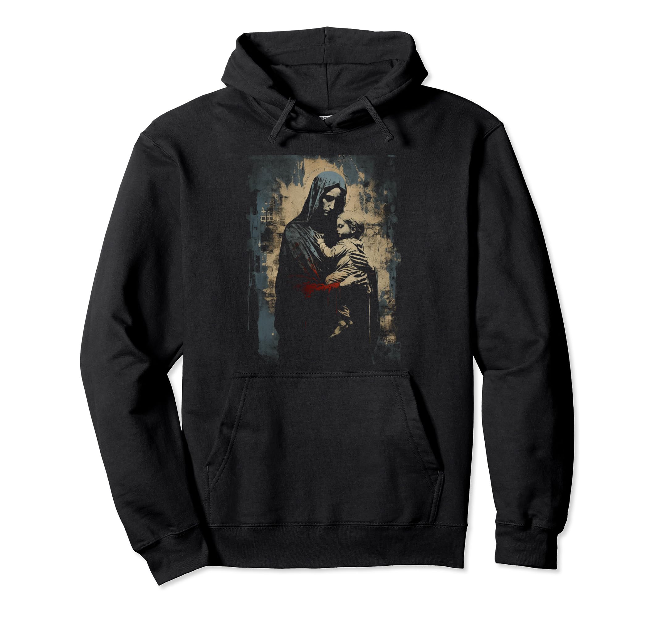 Mary Jesus Distressed 90S Goth Grunge Hoodie - Casual Everyday Wear Unisex - T-Shirt, Sweatshirt, Hoodie