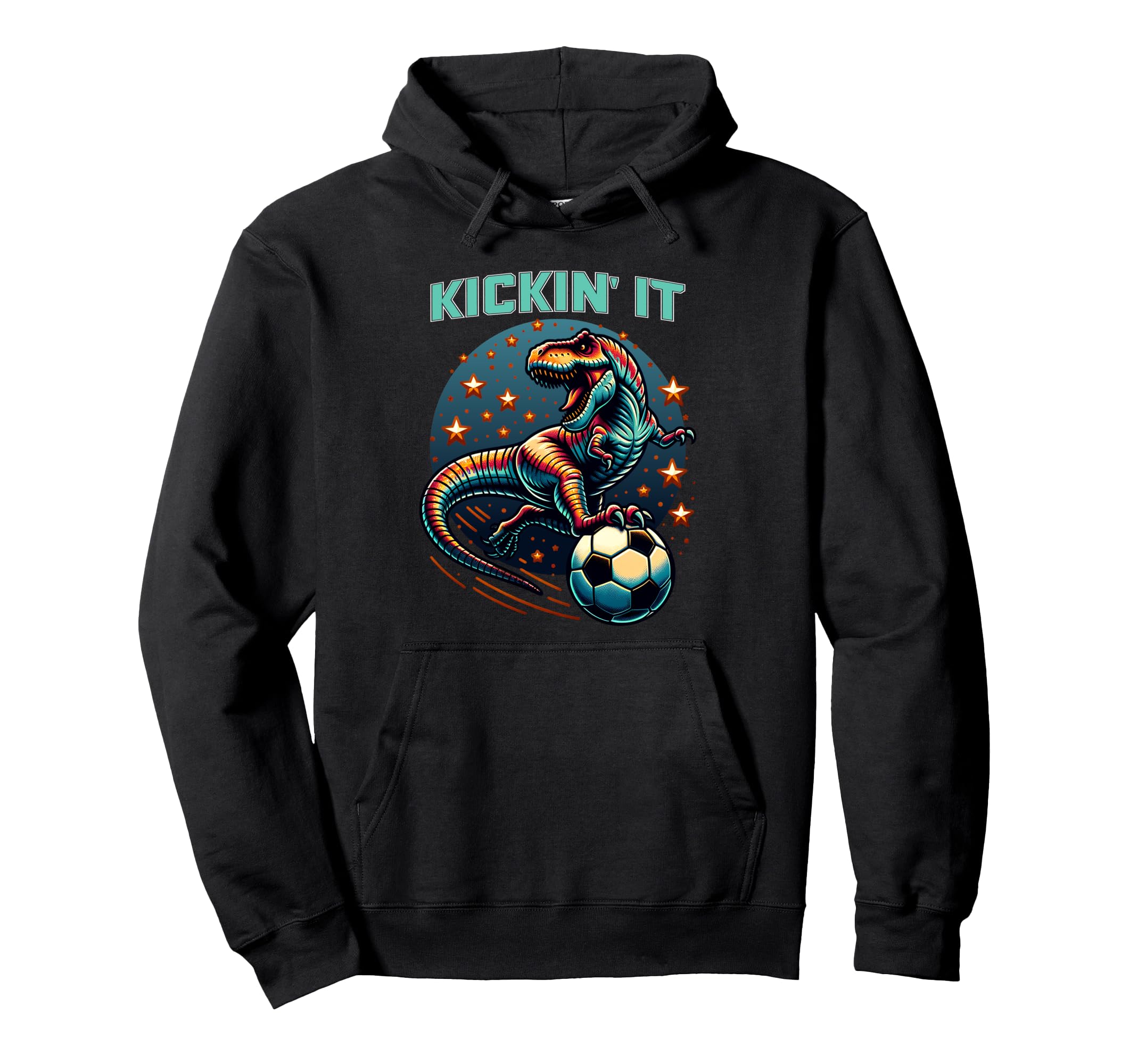 T Rex Dinosaur Soccer Player Ball Hoodie - Trendy Graphic for Adults - T-Shirt, Sweatshirt, Hoodie