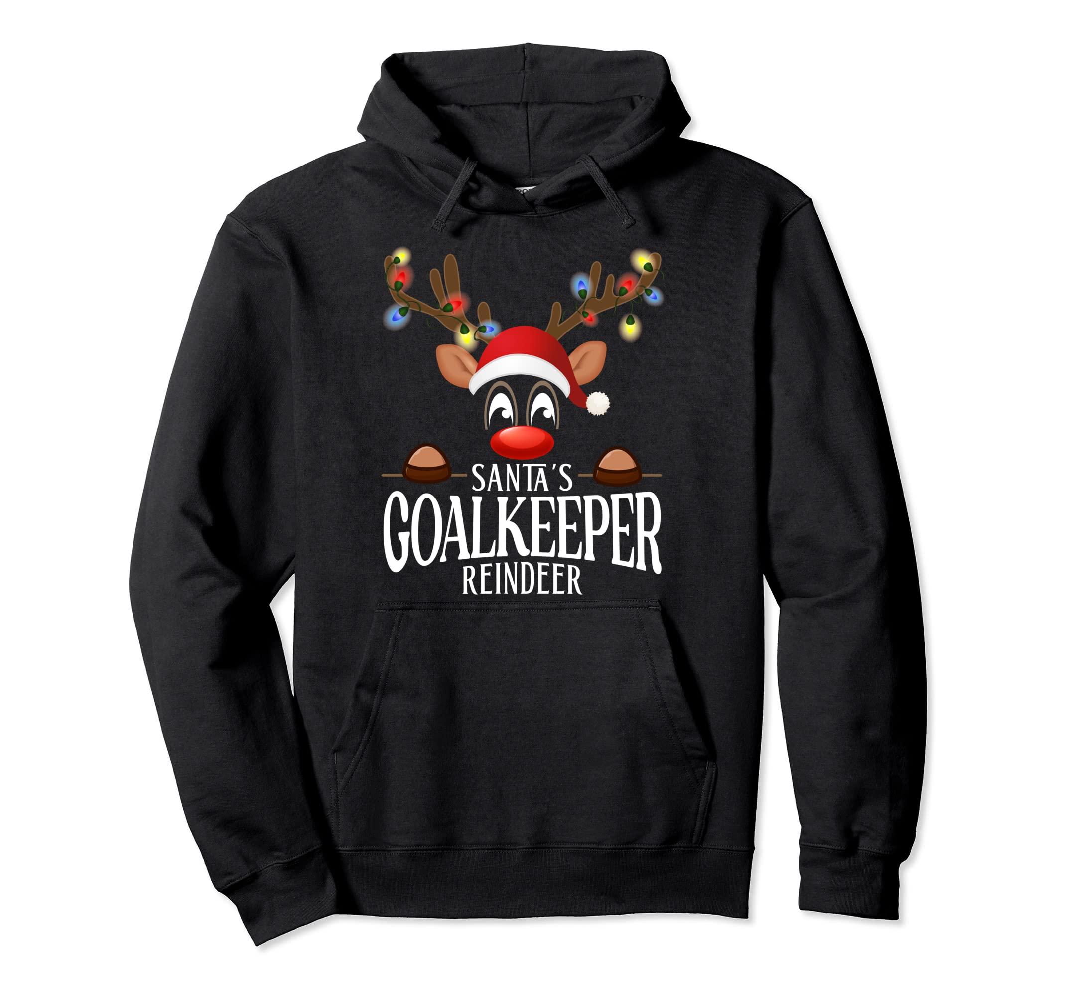 Santas Goalkeeper Reindeer Funny Hoodie - Novelty Apparel for Adults - T-Shirt, Sweatshirt, Hoodie