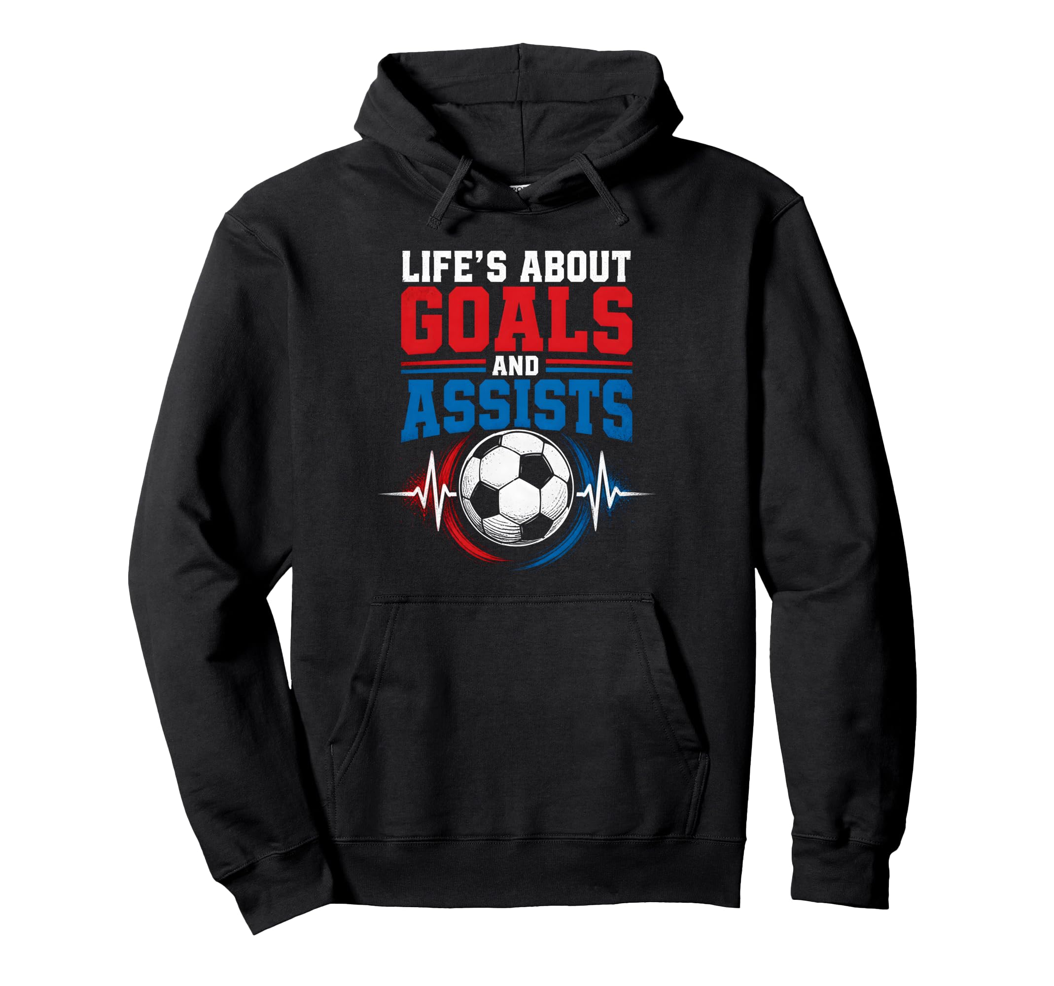 Life Goals Assists Soccer Heartbeat Fan Hoodie - Graphic Print Men Women - T-Shirt, Sweatshirt, Hoodie