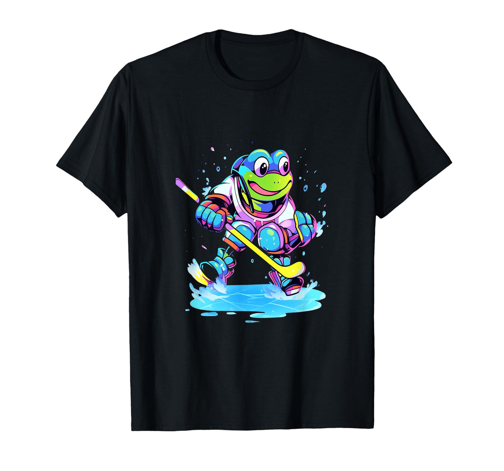 Frog Ice Hockey Player Hockey Stick T-Shirt - Novelty Apparel Unisex - T-Shirt, Sweatshirt, Hoodie