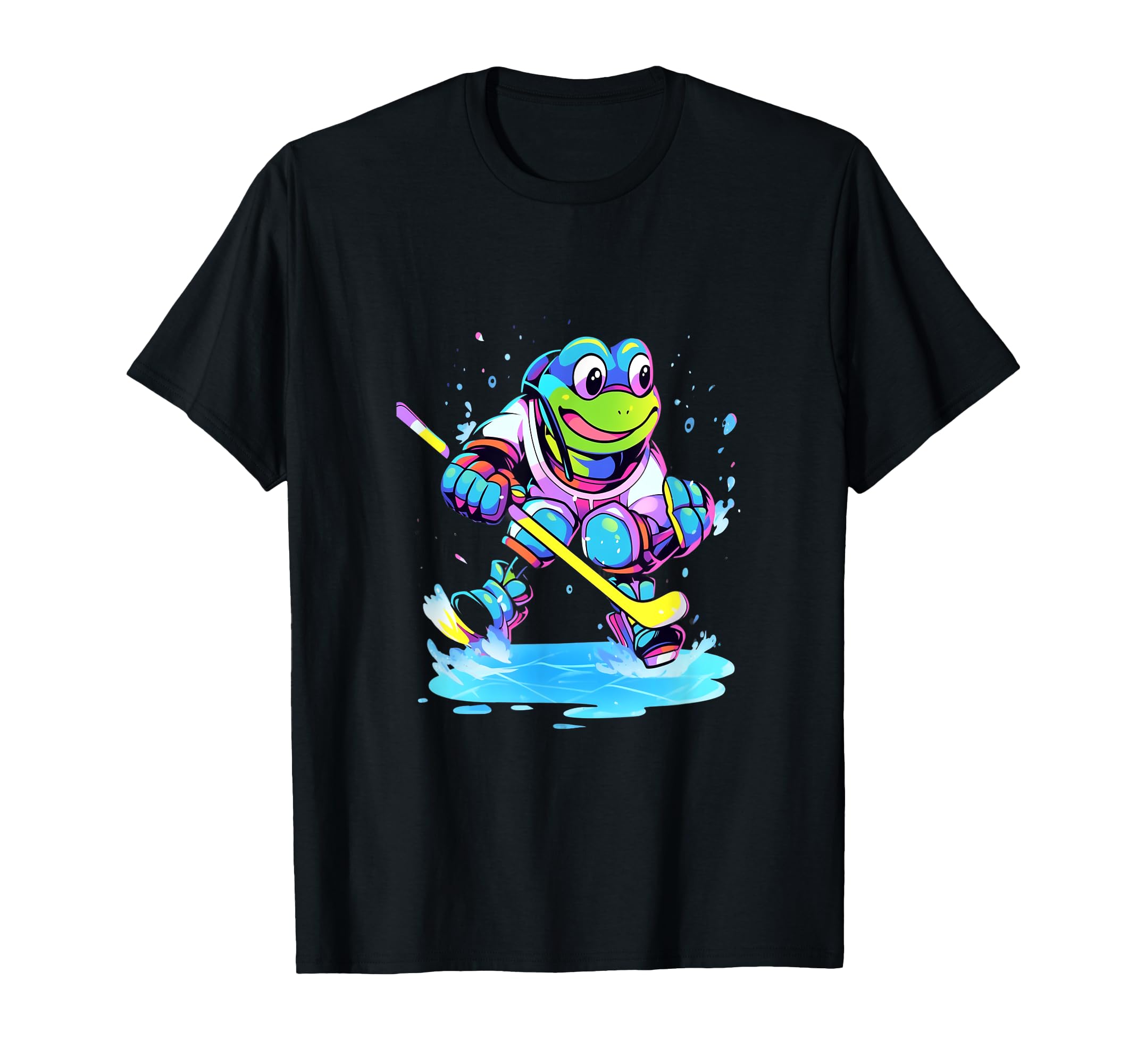 Frog Ice Hockey Player Hockey Stick T-Shirt - Novelty Apparel Unisex - T-Shirt, Sweatshirt, Hoodie